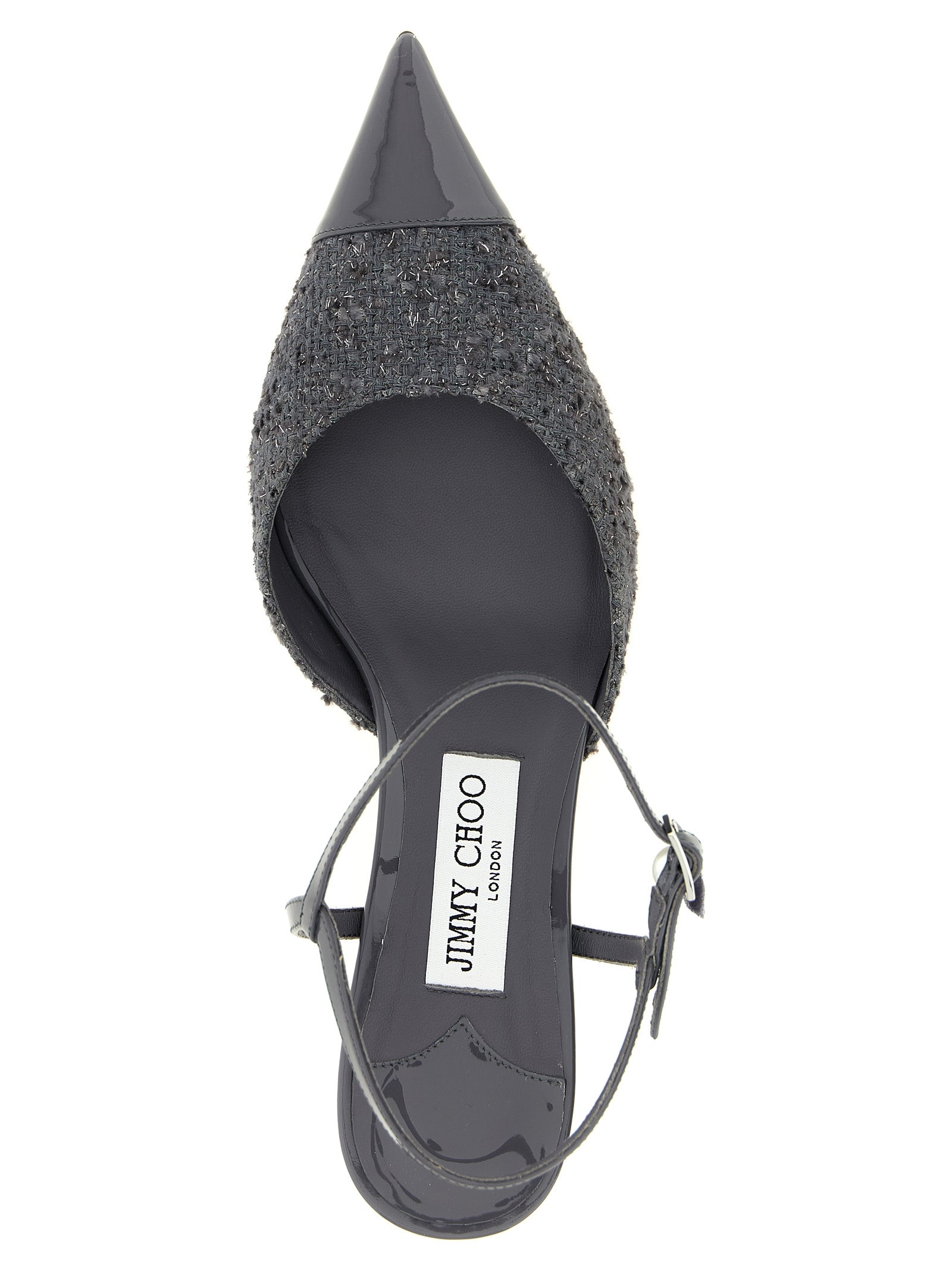 Gray Tencel Mid Heel Pumps