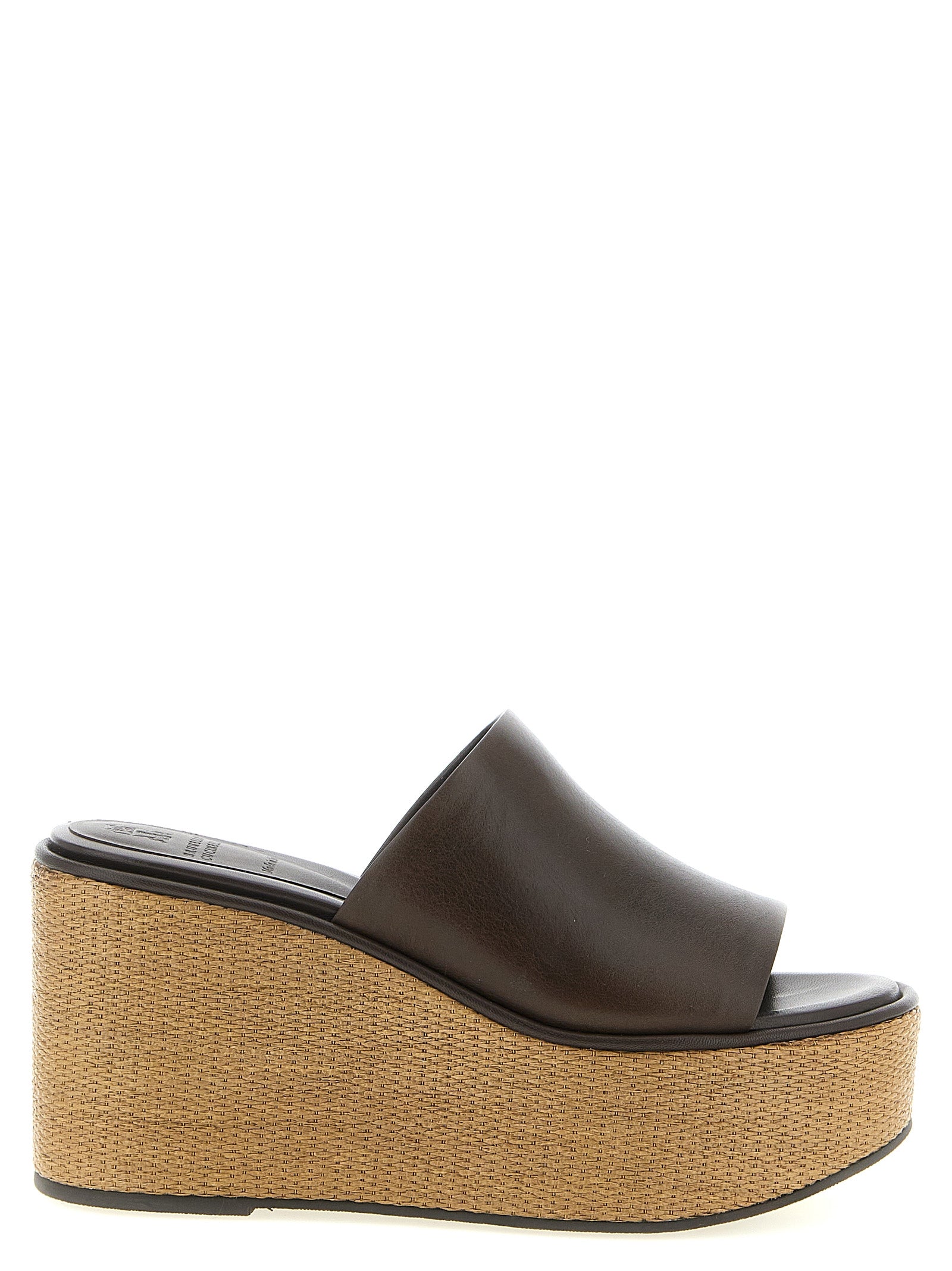 Brown Calfskin Wedge Sandals
