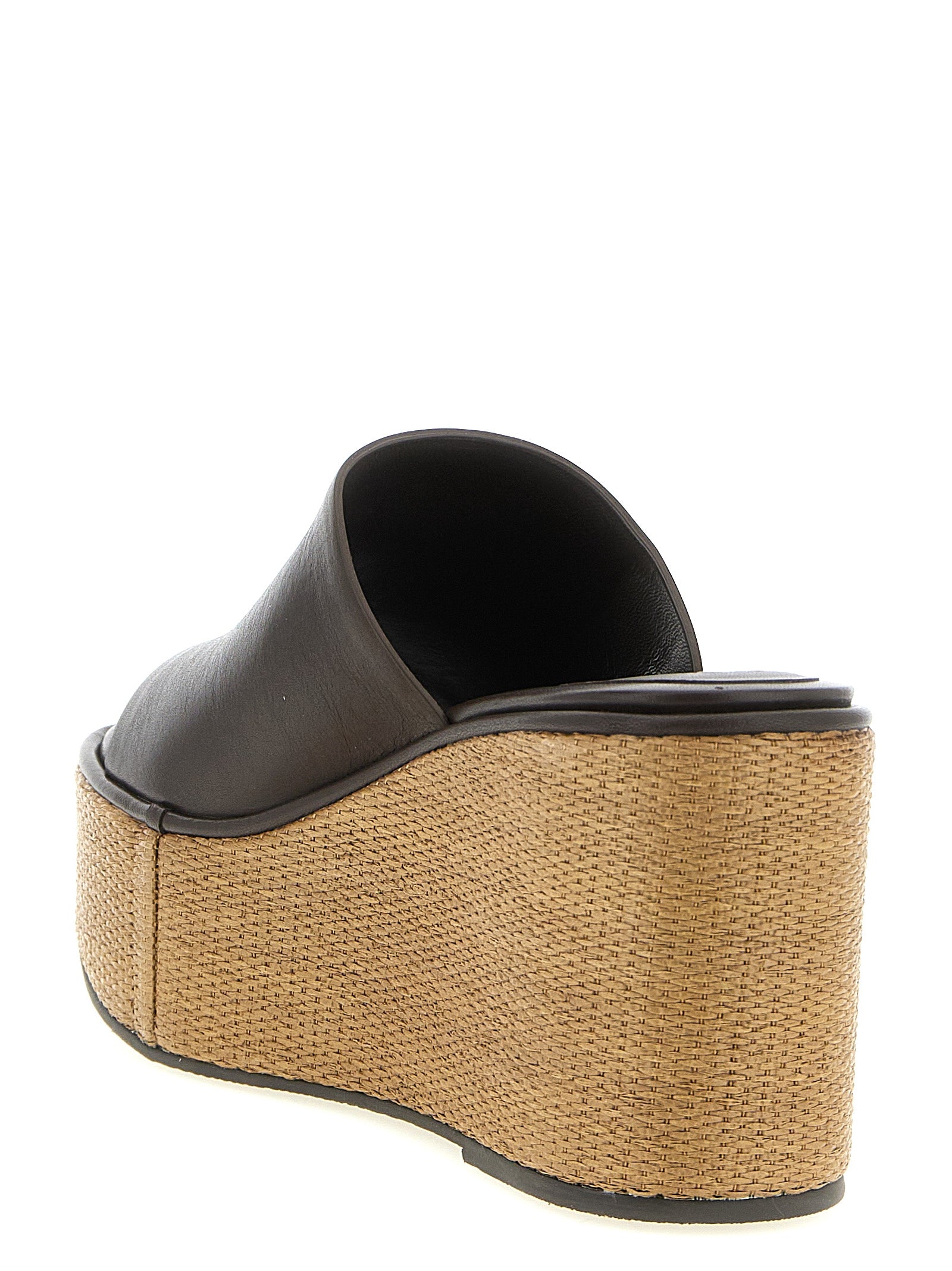 Brown Calfskin Wedge Sandals