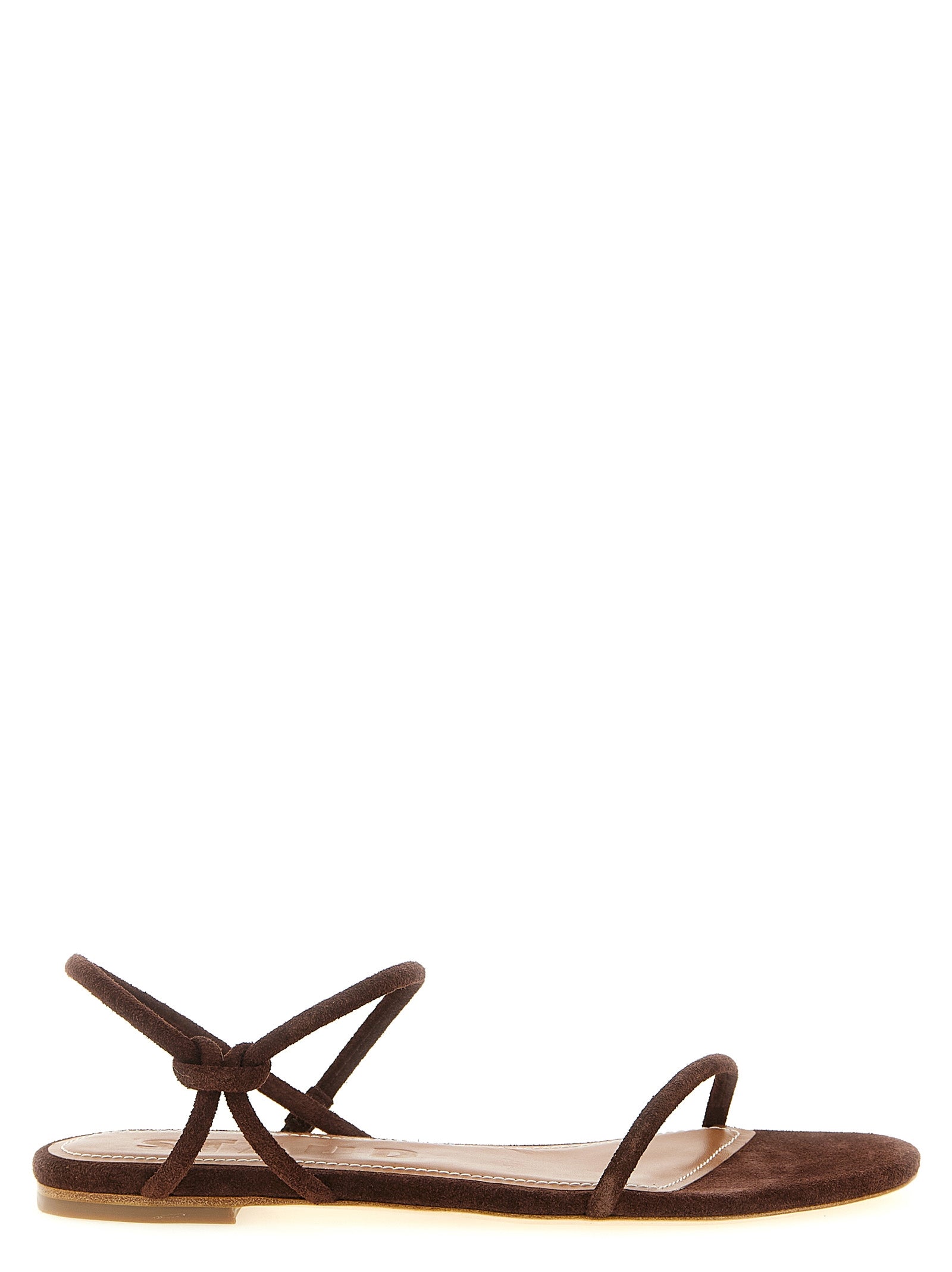 Brown Cowhide Flat Sandals