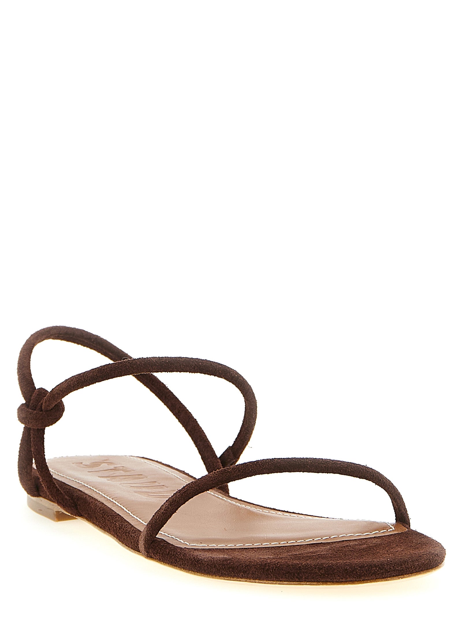Brown Cowhide Flat Sandals