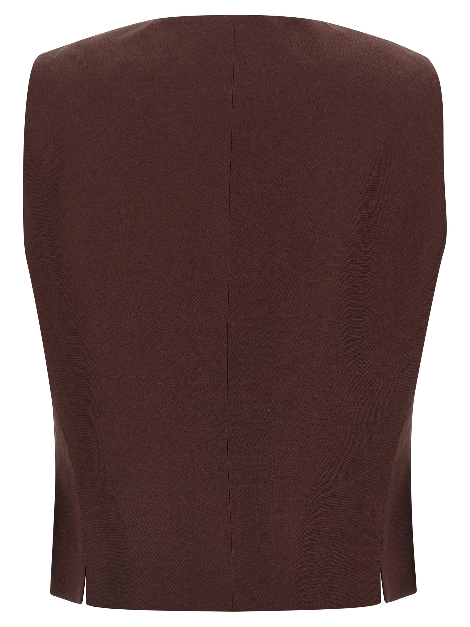 Brown Viscose Sleeveless Jacket