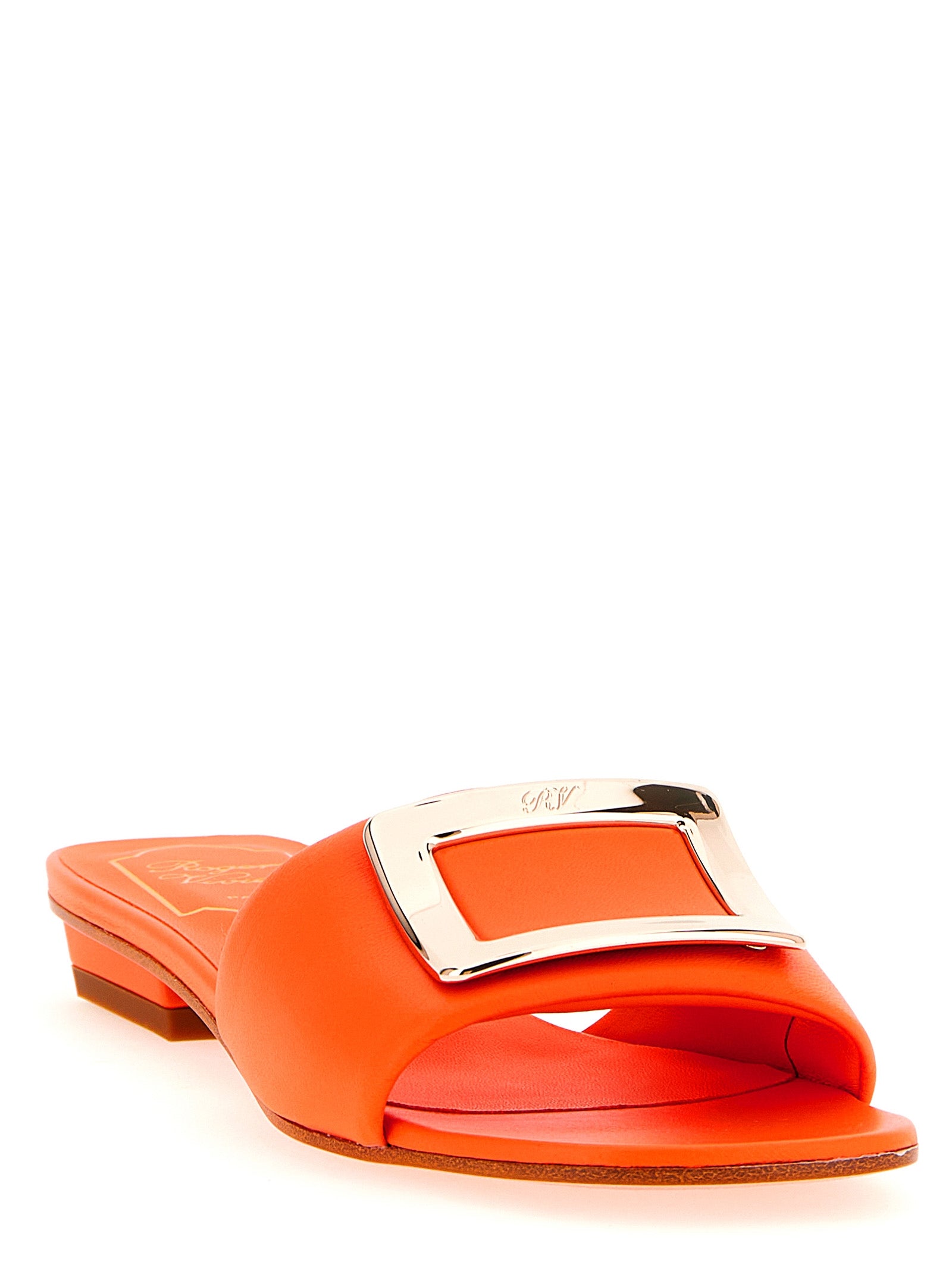 Orange Lamb Leather Mid Heel Pumps