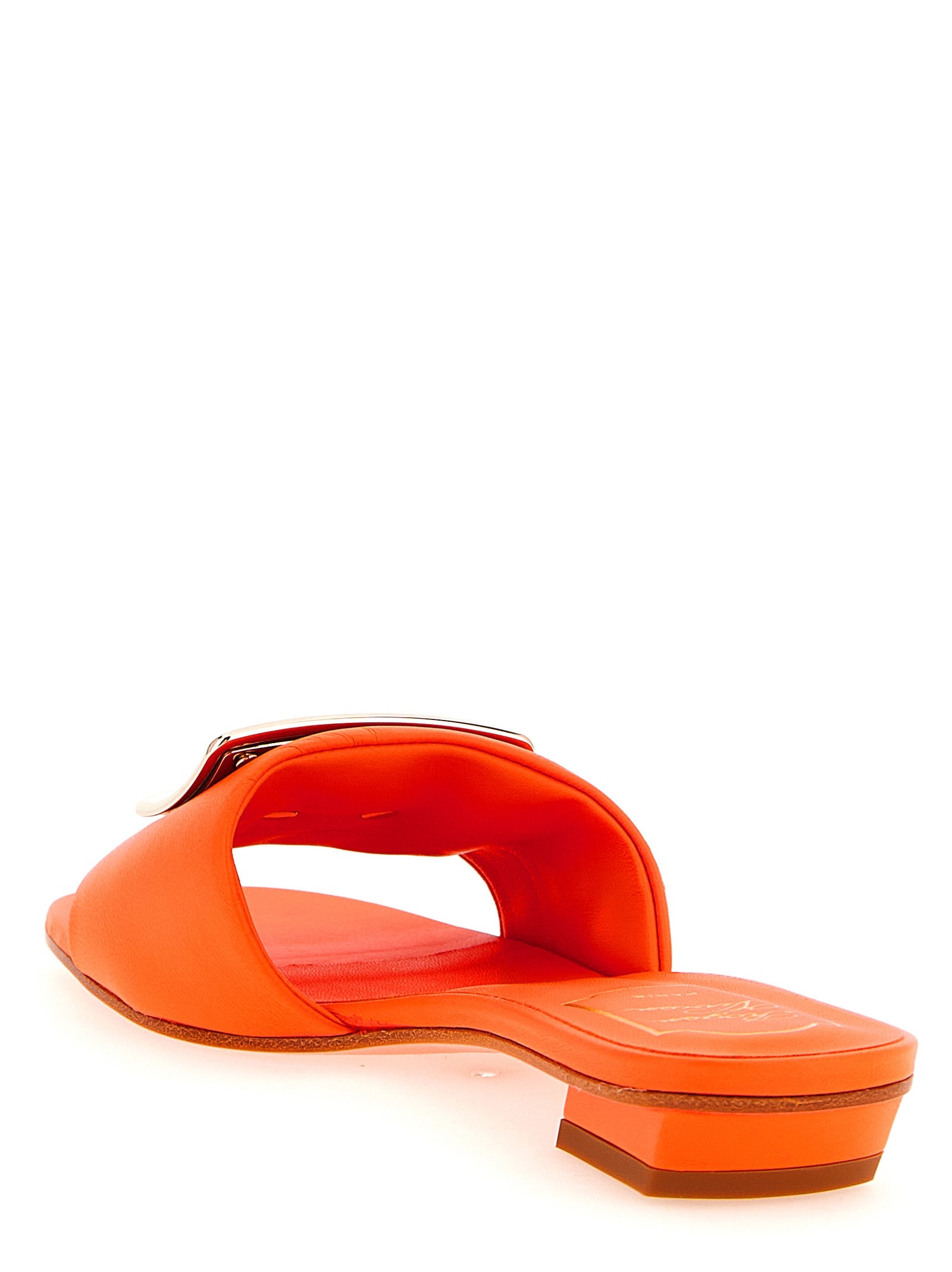 Orange Lamb Leather Mid Heel Pumps
