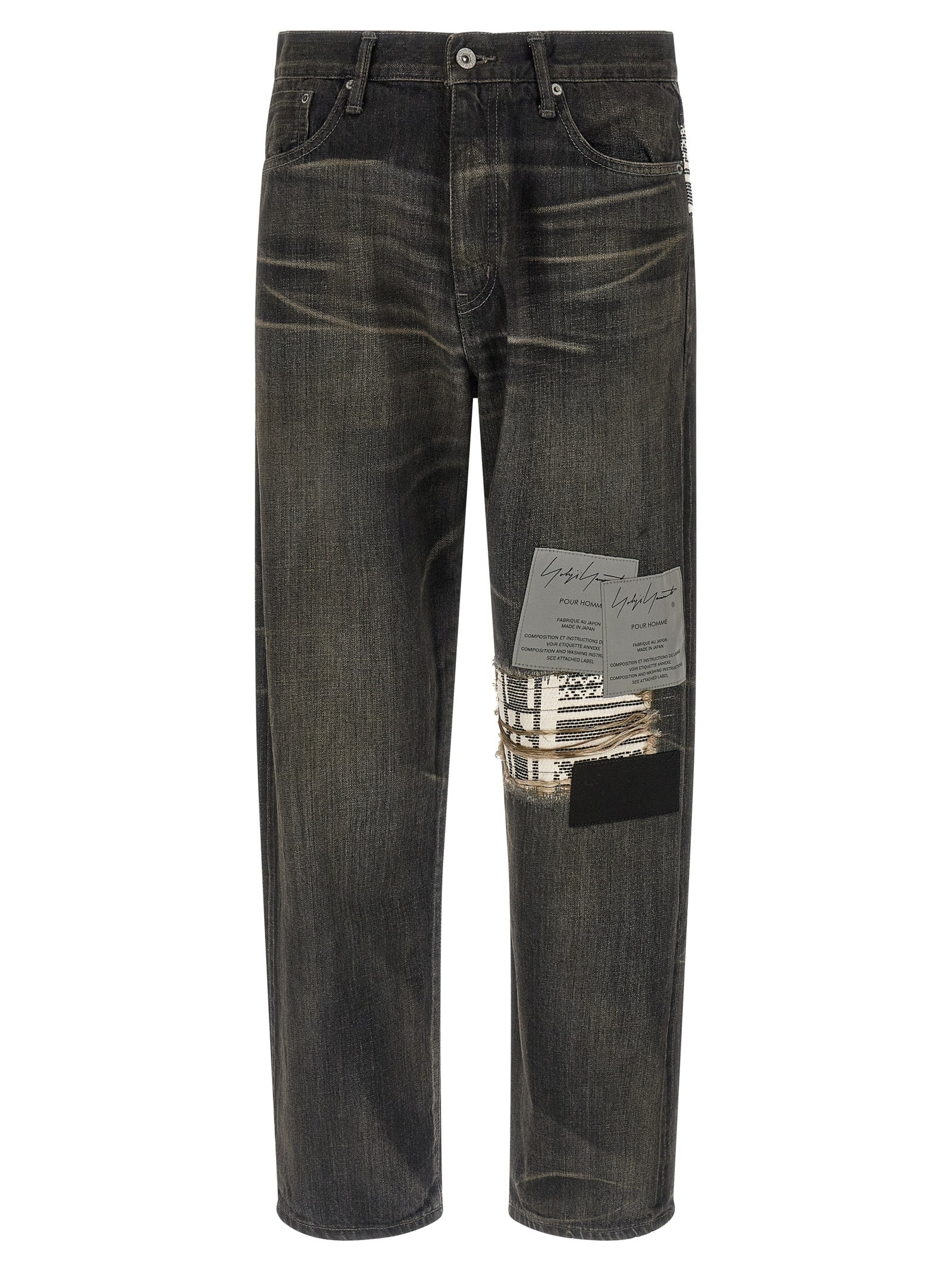 Black Cotton Tapered Jeans