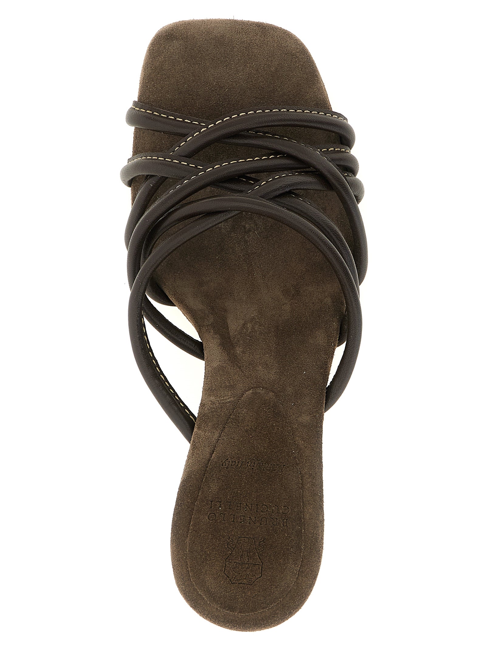 Brown Leather Stiletto Heel Sandals