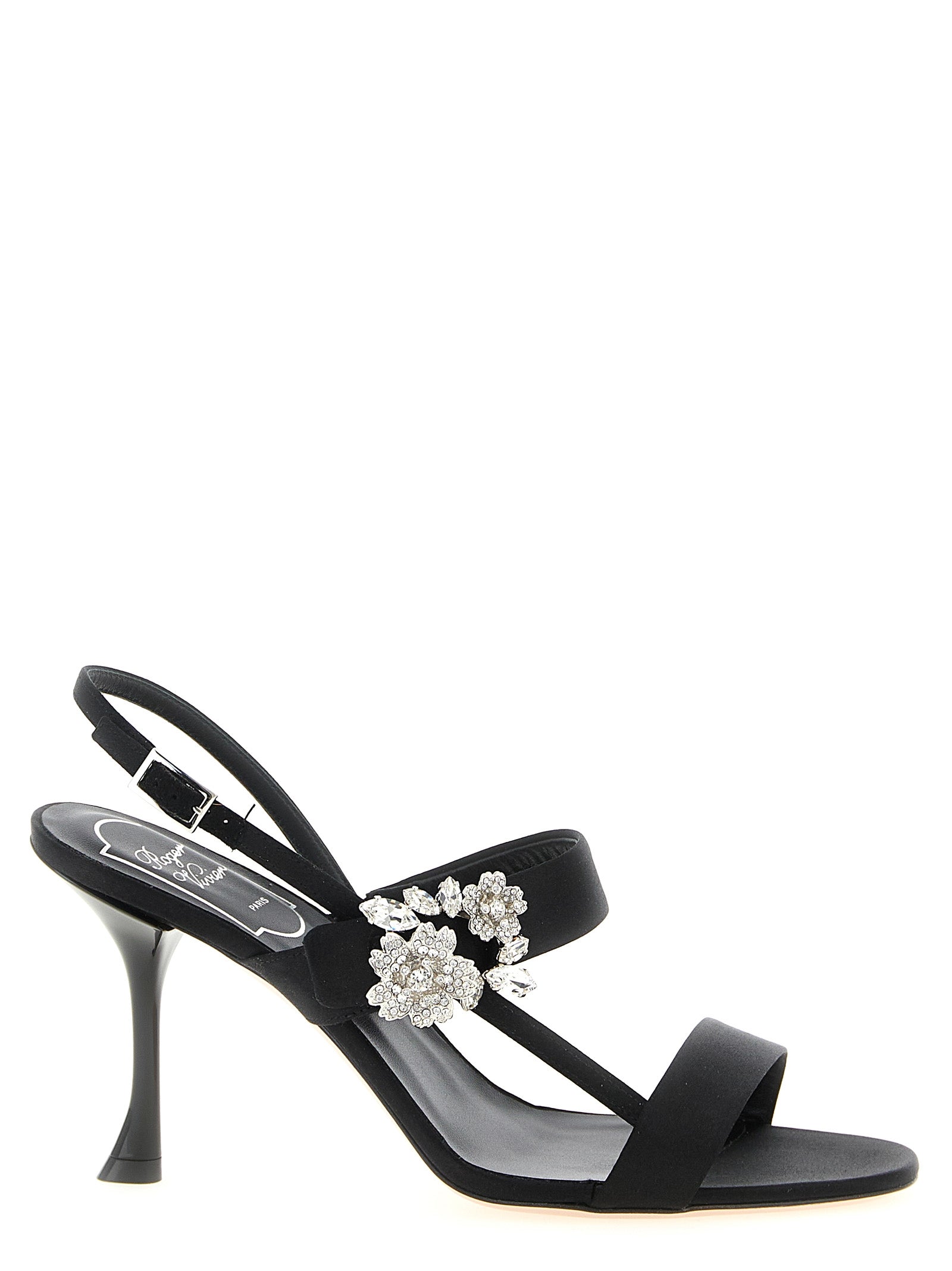 Black Viscose Stiletto Heel Sandals