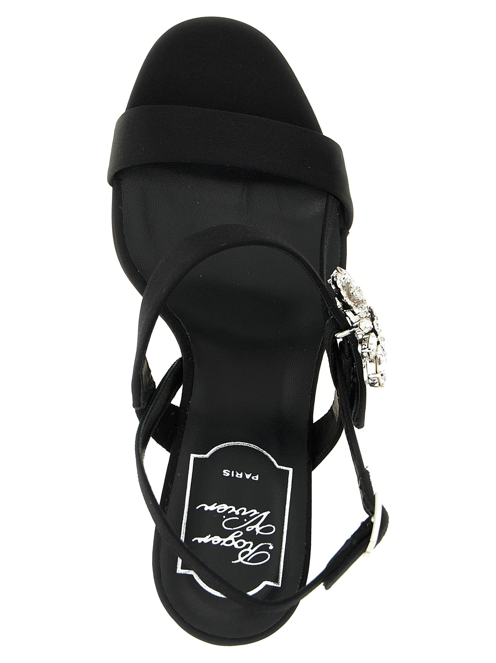 Black Viscose Stiletto Heel Sandals