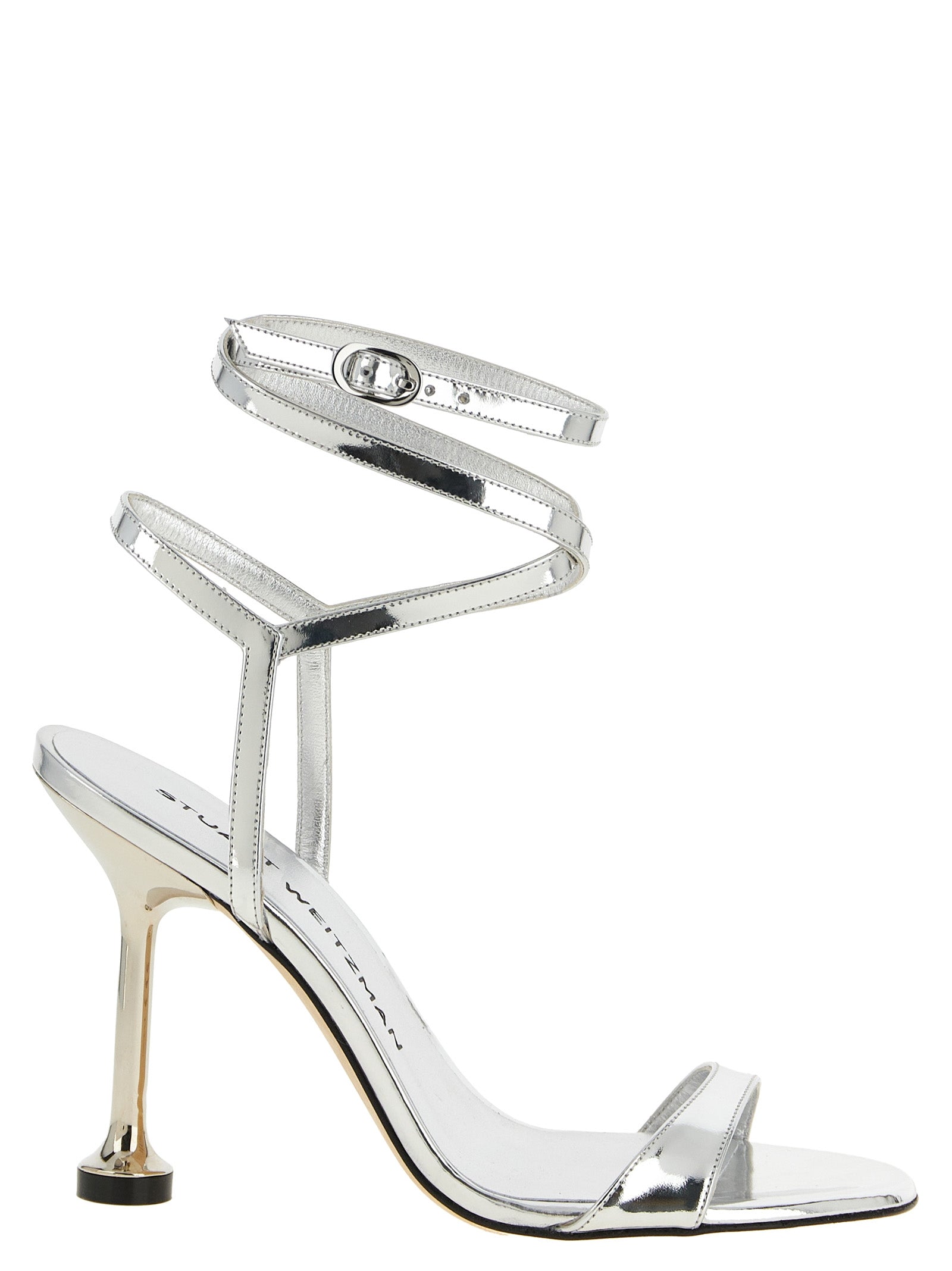 Silver Polyethylene Stiletto Heel Sandals