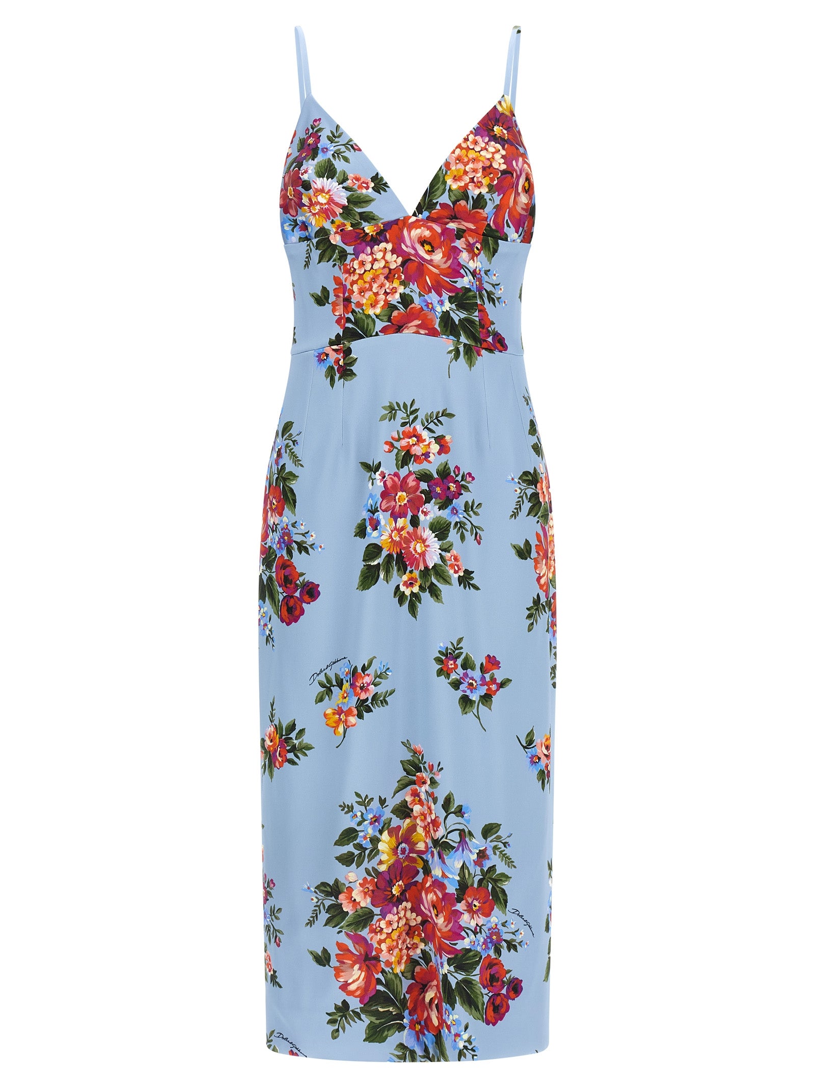 Blue Viscose Midi Dress