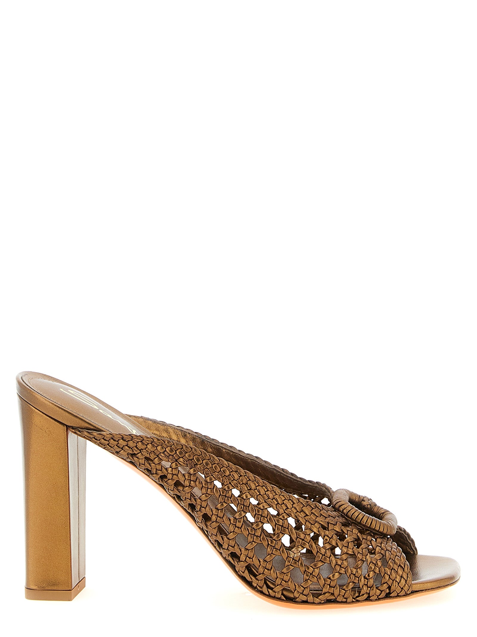 Gold Lamb Leather Stiletto Heel Sandals
