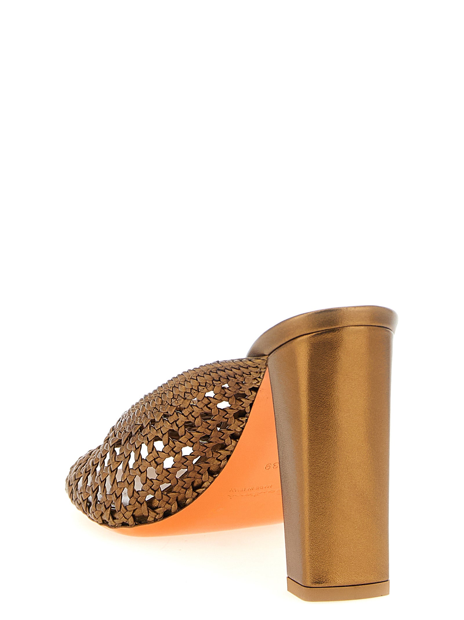 Gold Lamb Leather Stiletto Heel Sandals