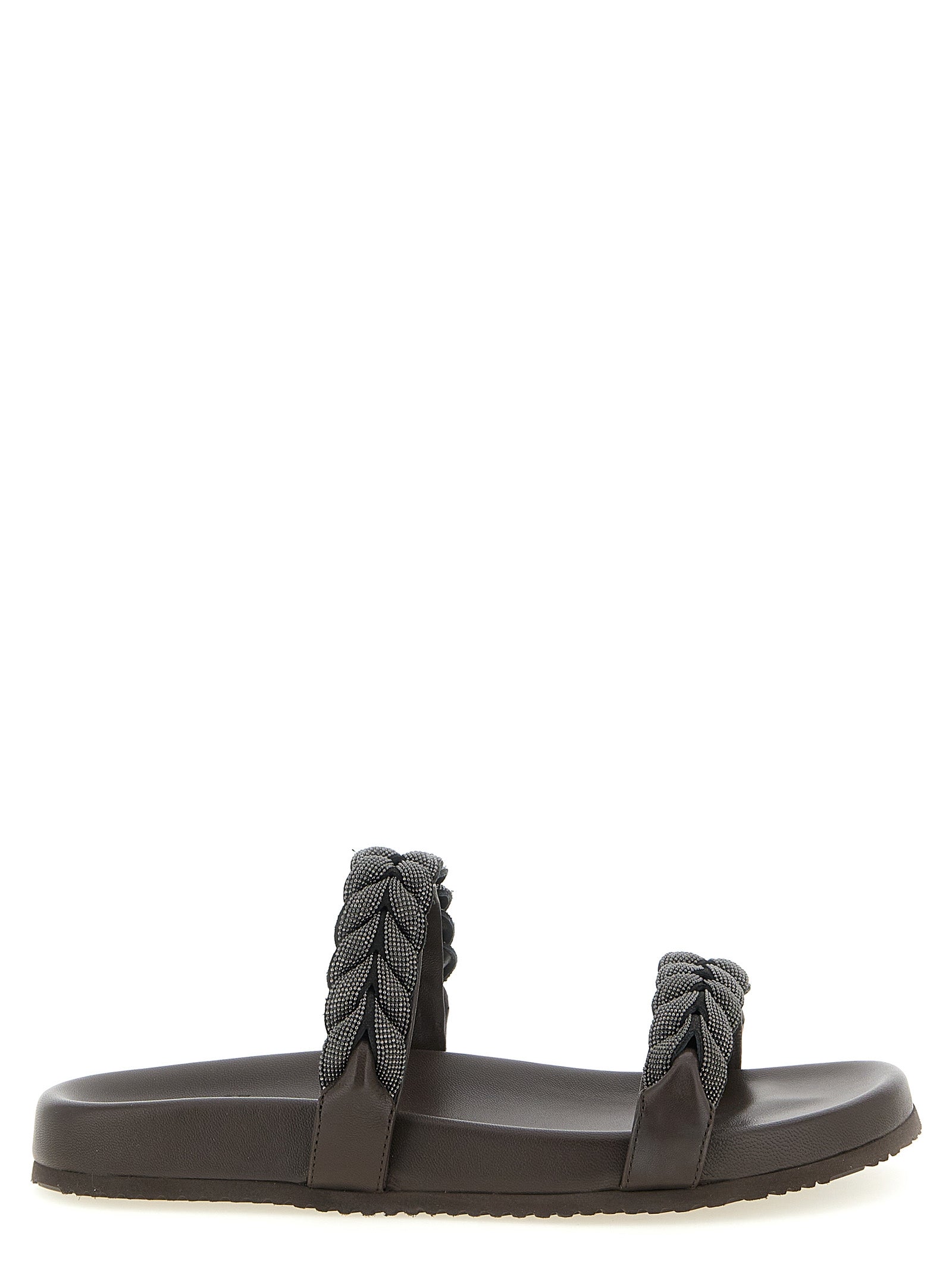 Brown Leather Slides