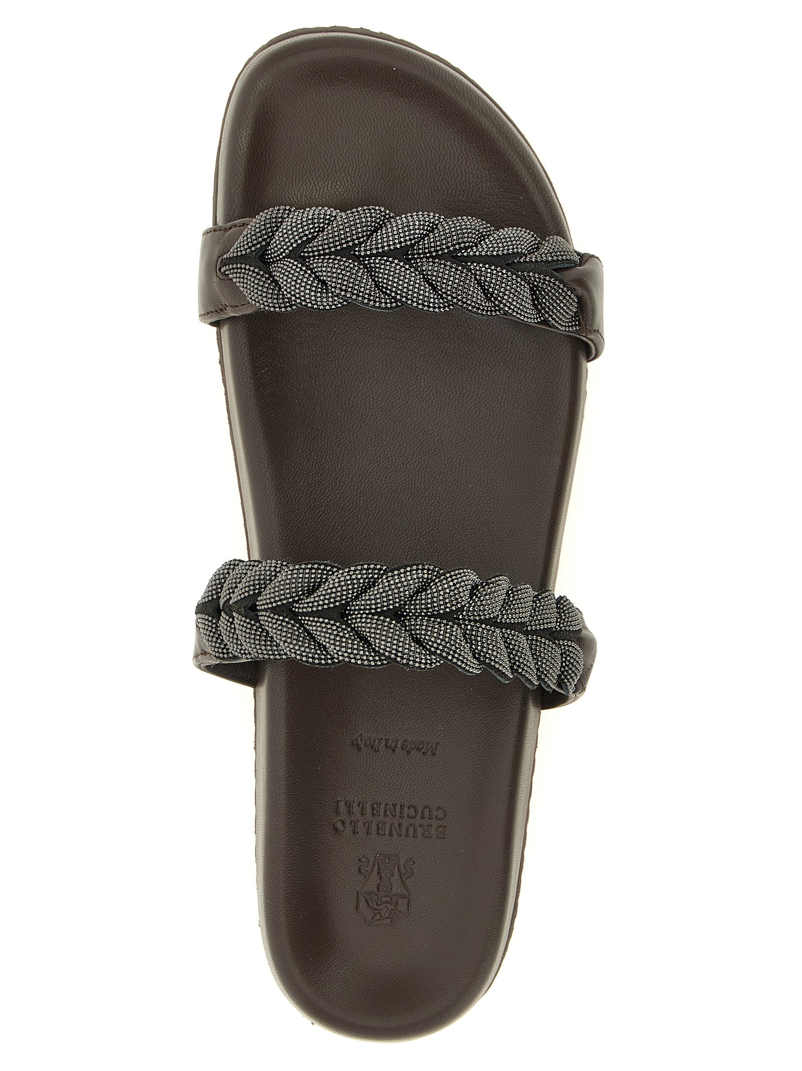Brown Leather Slides