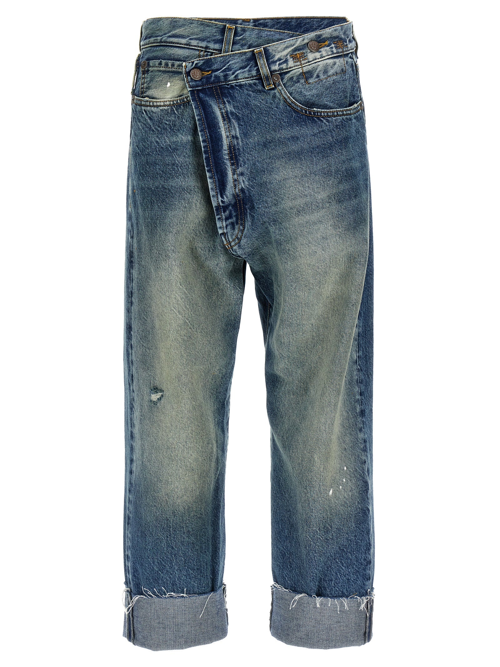 Blue Cotton Straight-Leg Jeans