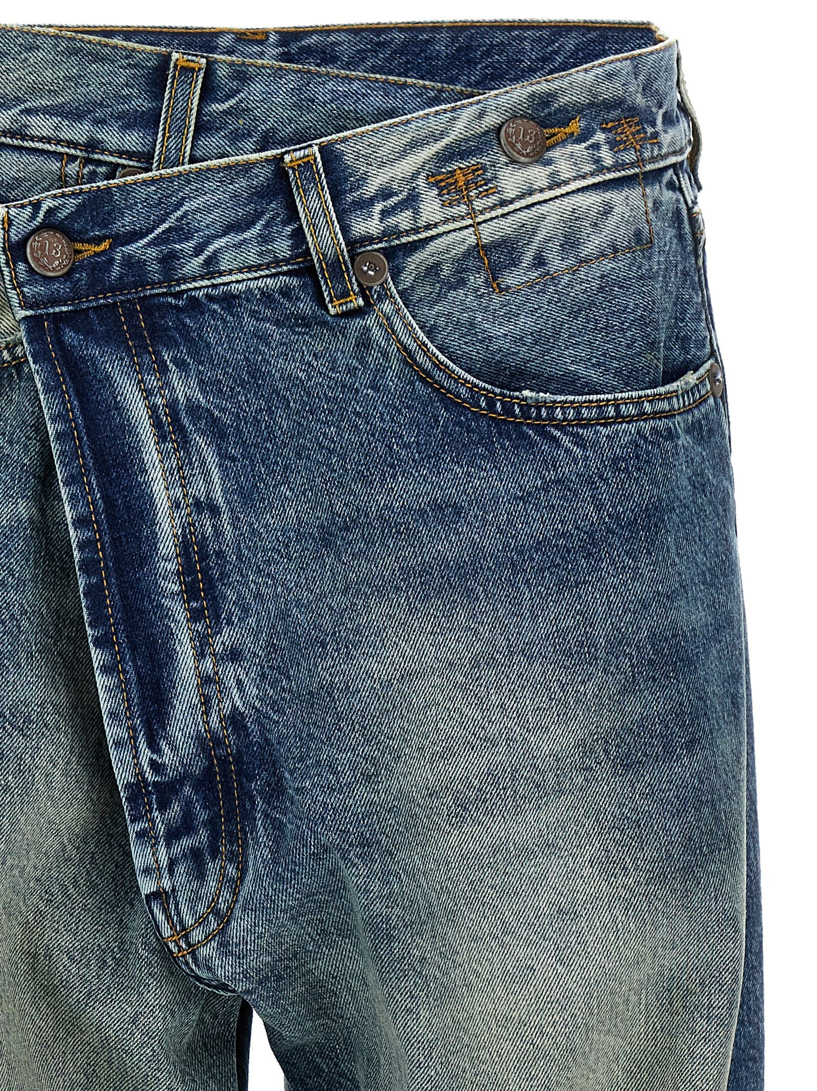 Blue Cotton Straight-Leg Jeans