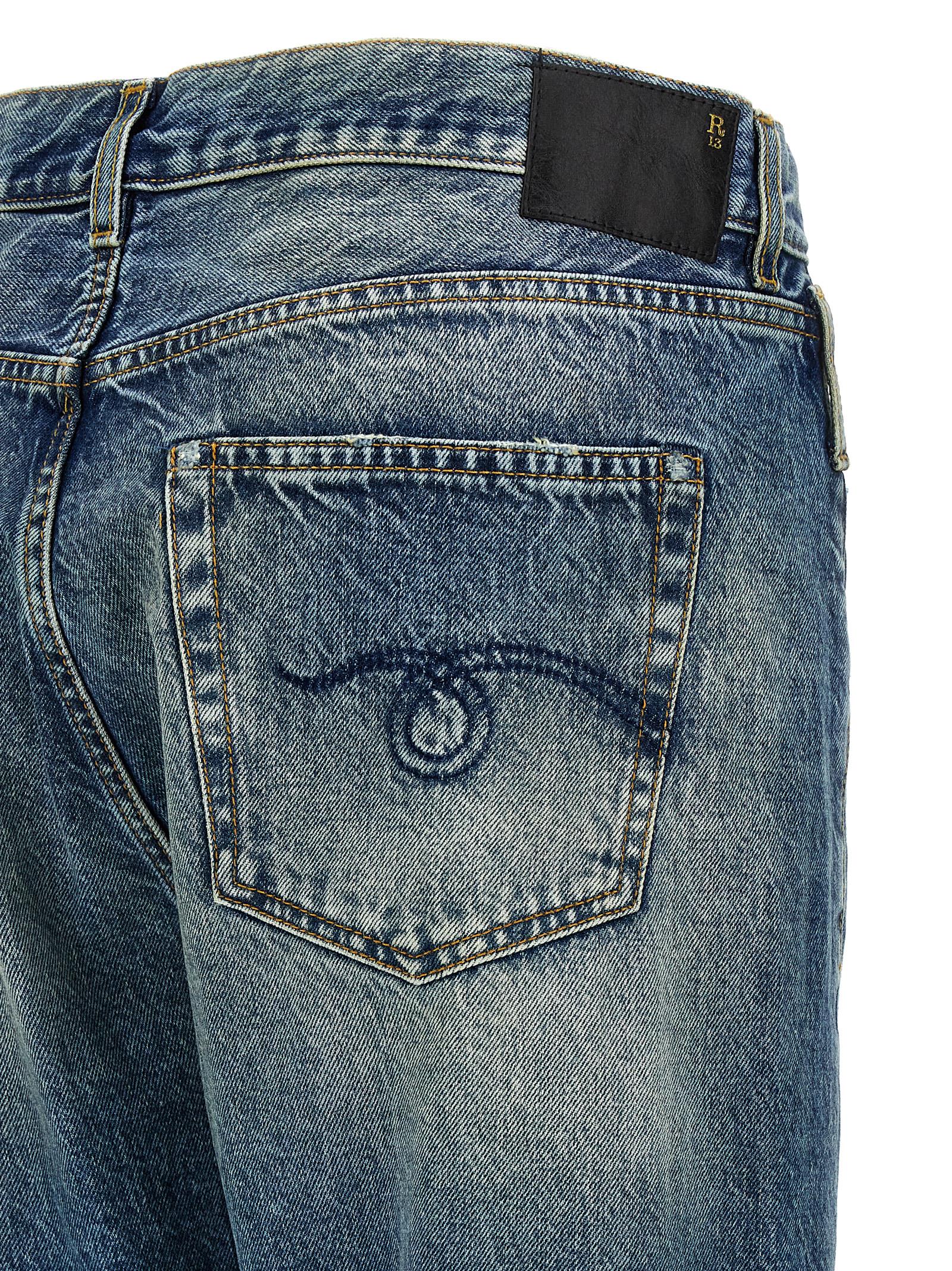 Blue Cotton Straight-Leg Jeans