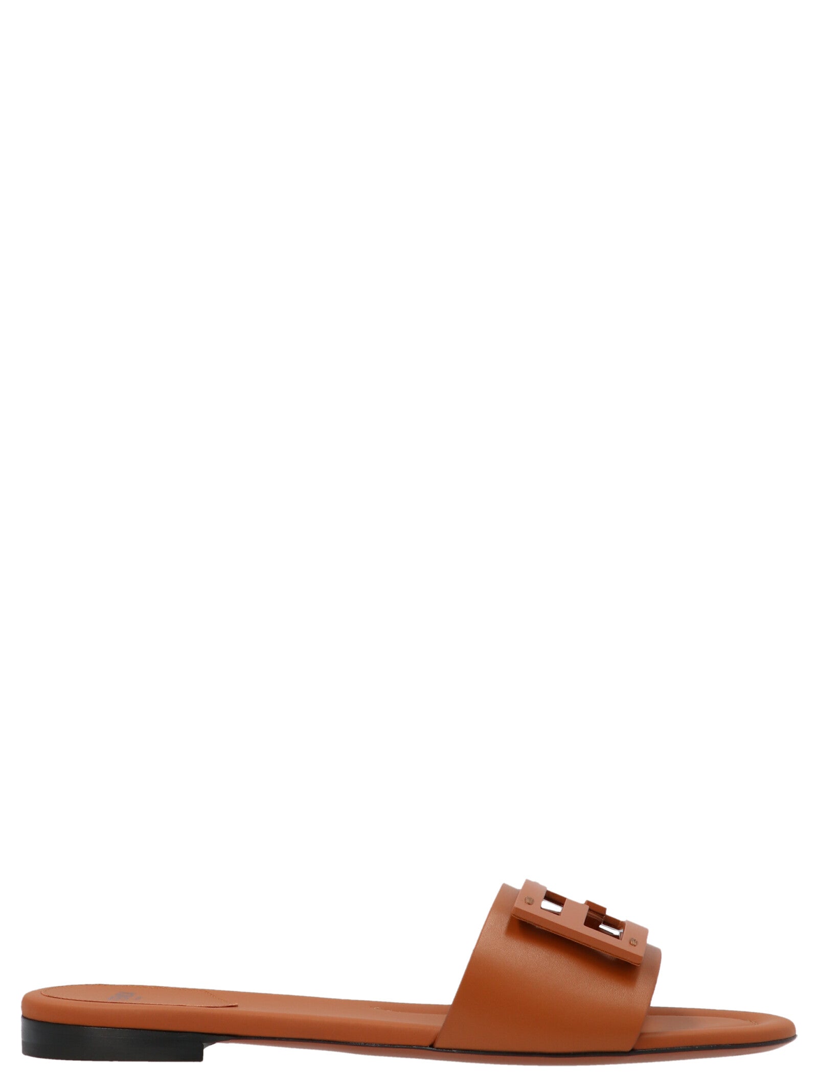Brown Lamb Leather Slides