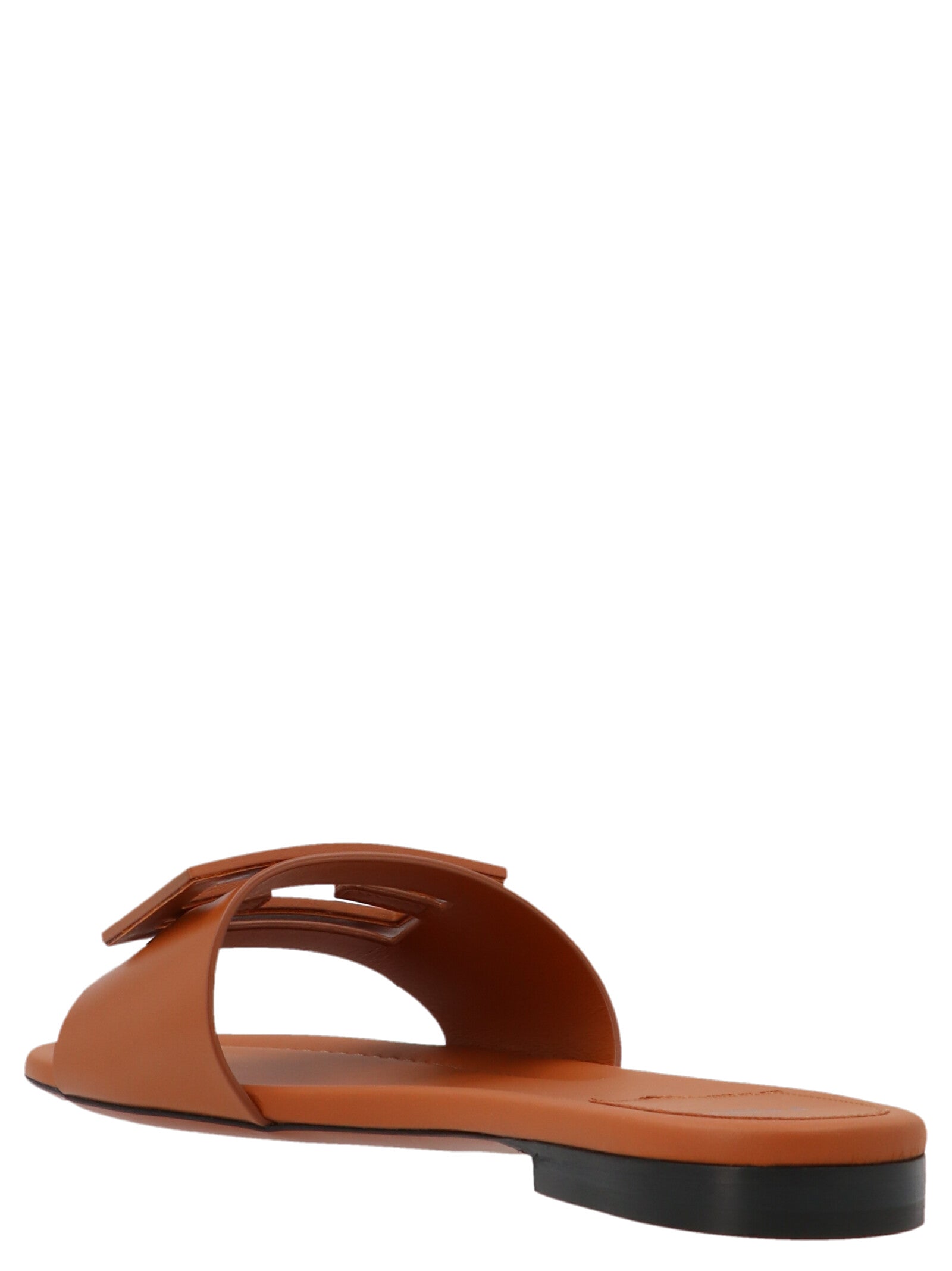 Brown Lamb Leather Slides
