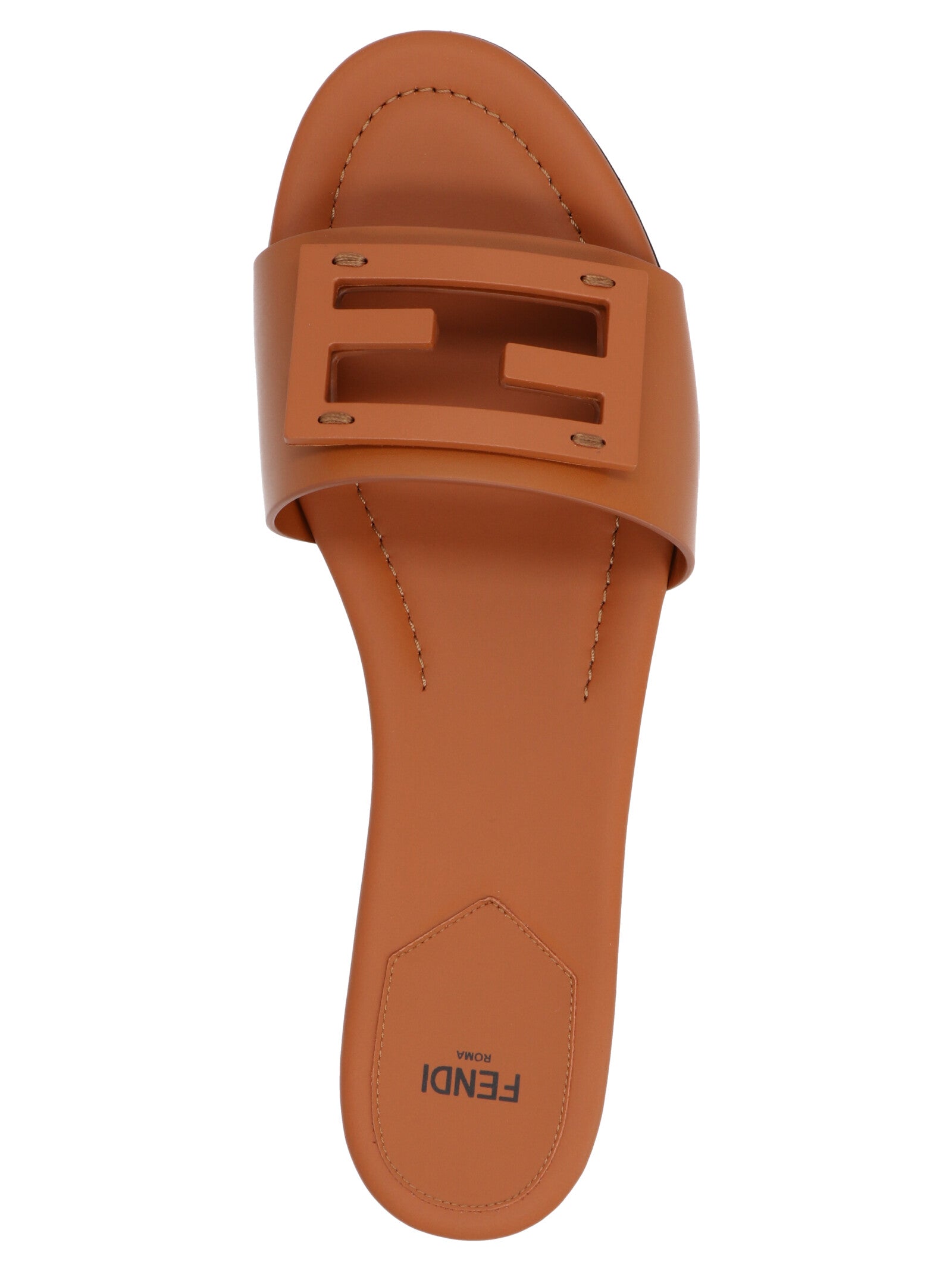 Brown Lamb Leather Slides