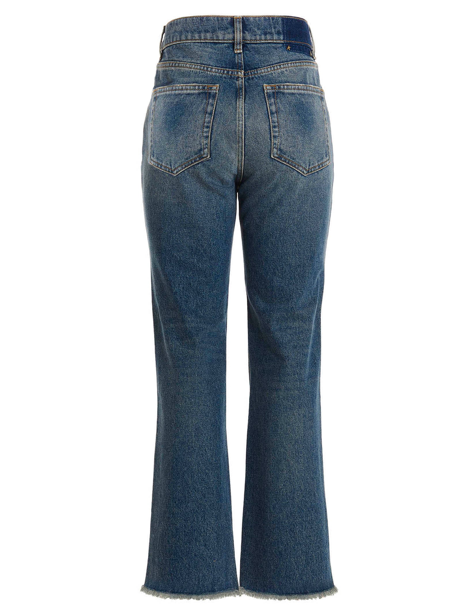 Blue Cotton Flared Jeans