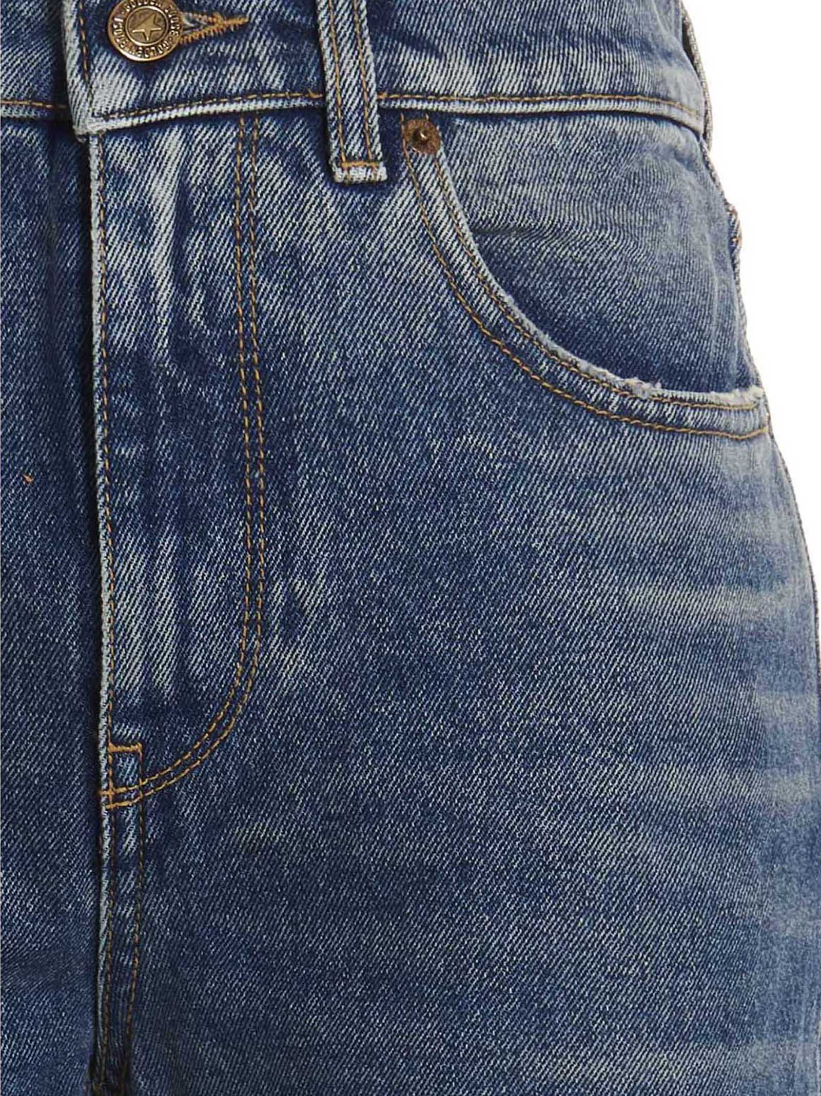 Blue Cotton Flared Jeans