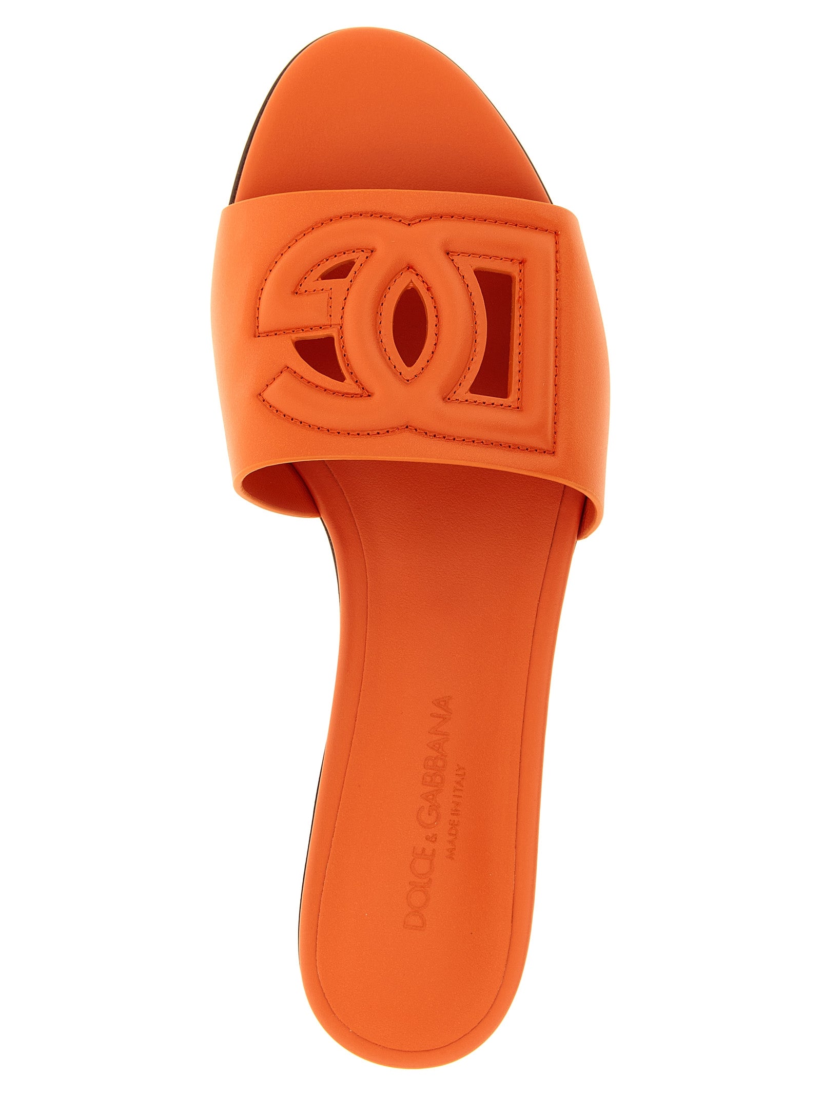 Orange Calfskin Slides