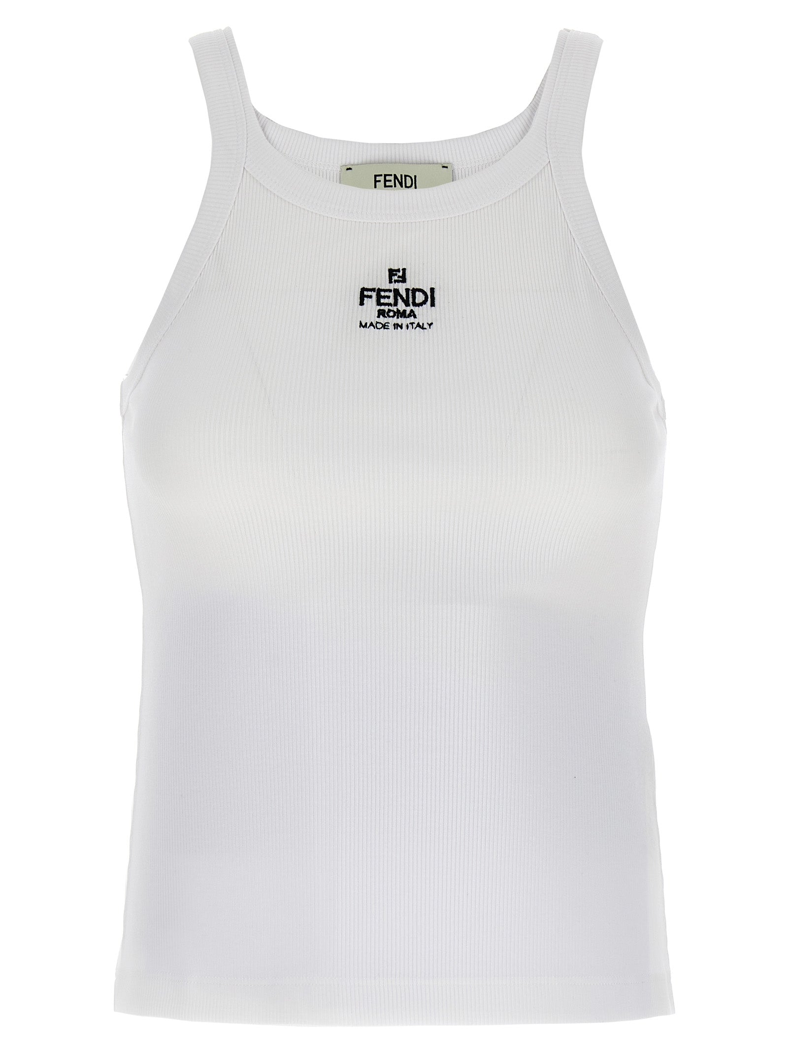 White Cotton Sleeveles T-Shirt