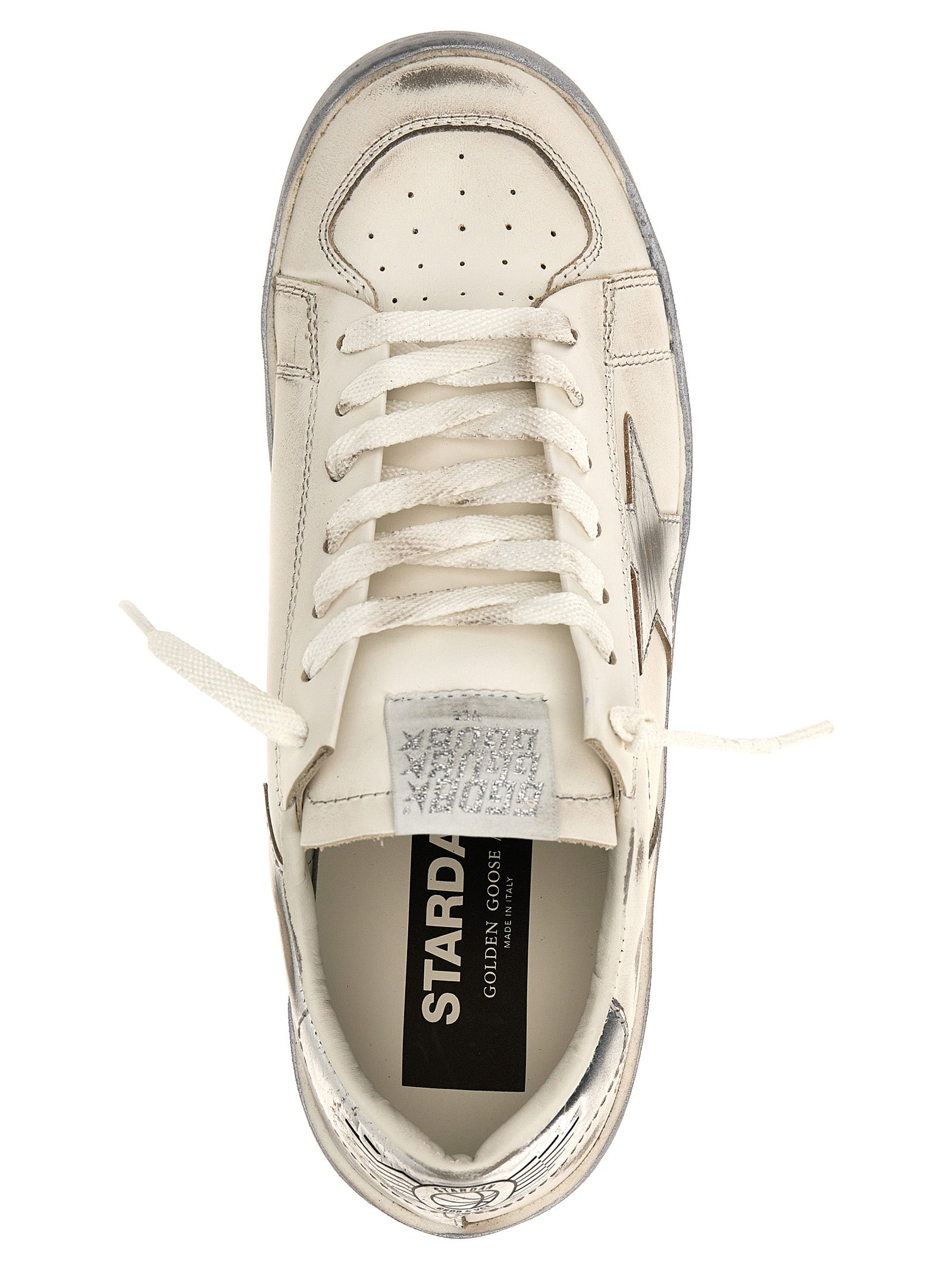 Silver Cowhide Athletic Sneakers