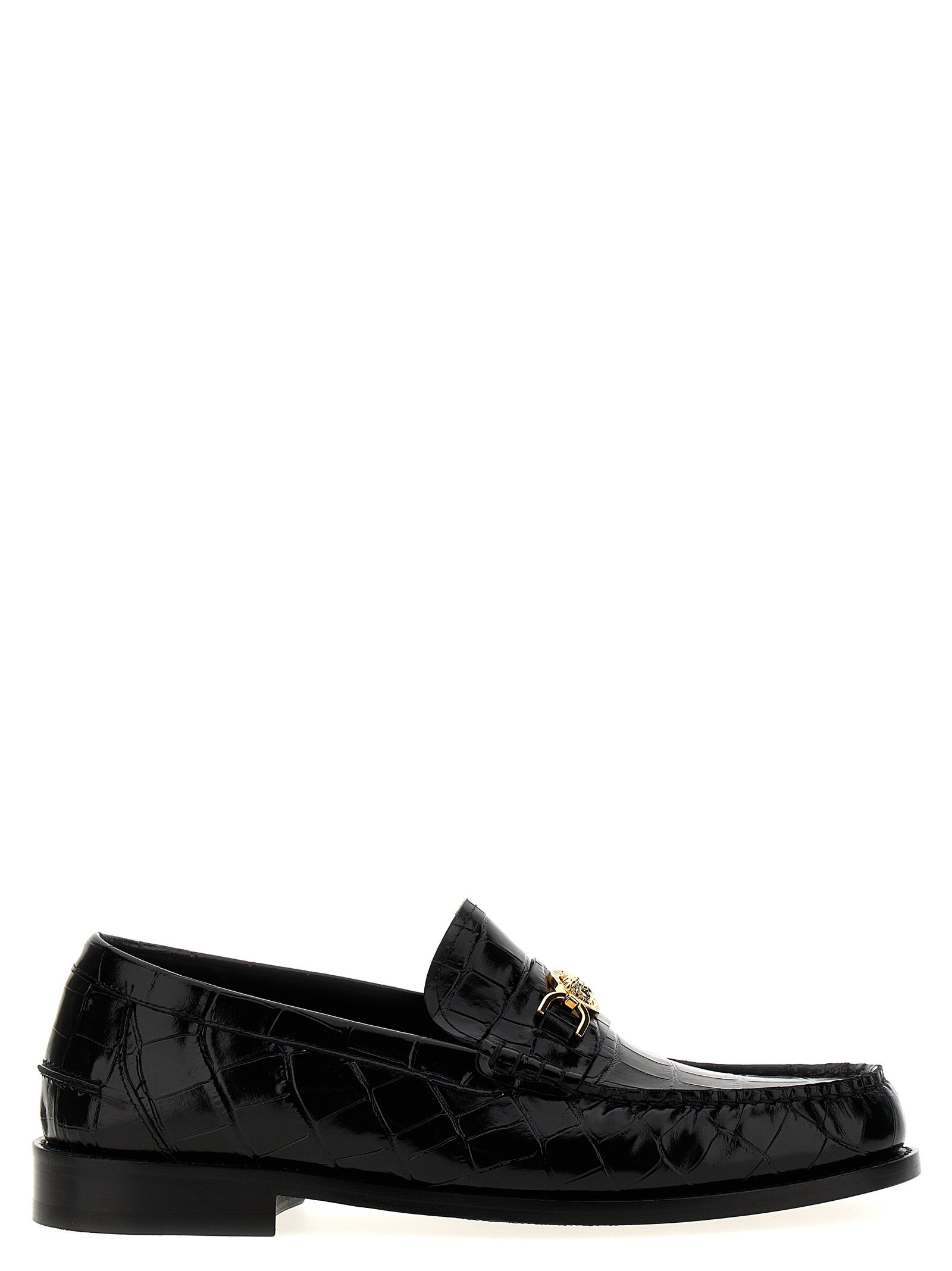 Black Velvet Leather Slip-On Loafers