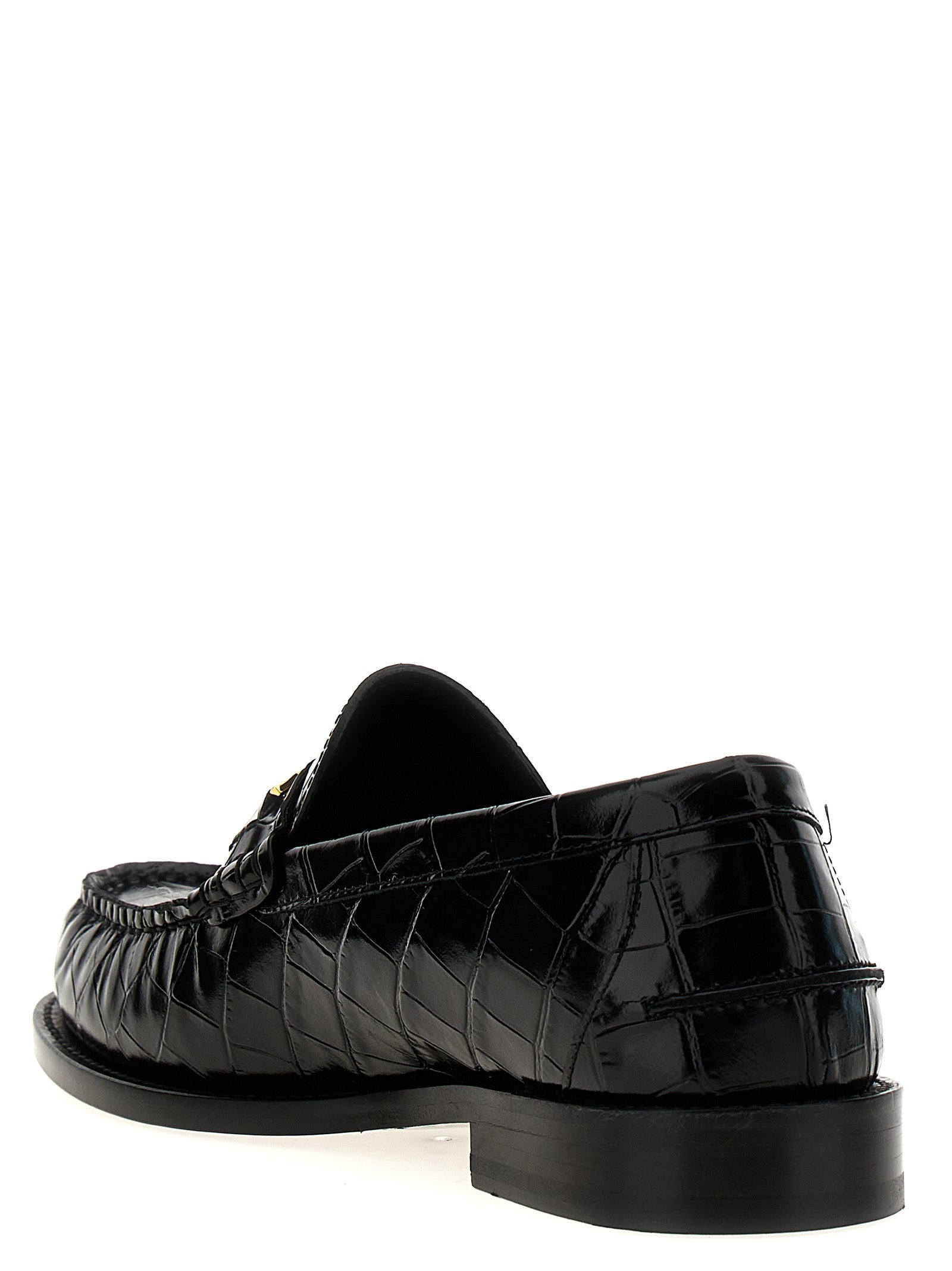 Black Velvet Leather Slip-On Loafers