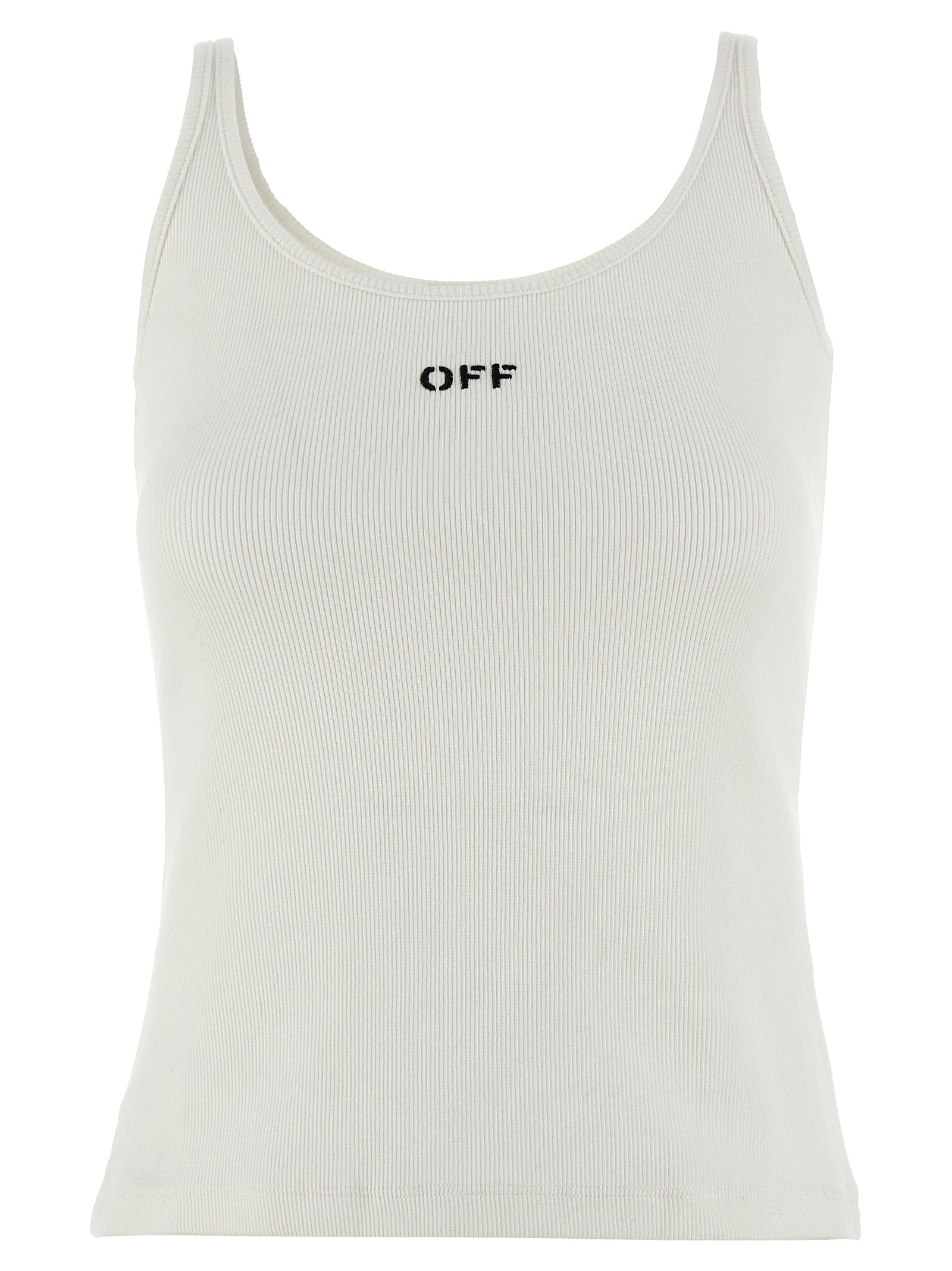 White Cotton Sleeveles T-Shirt