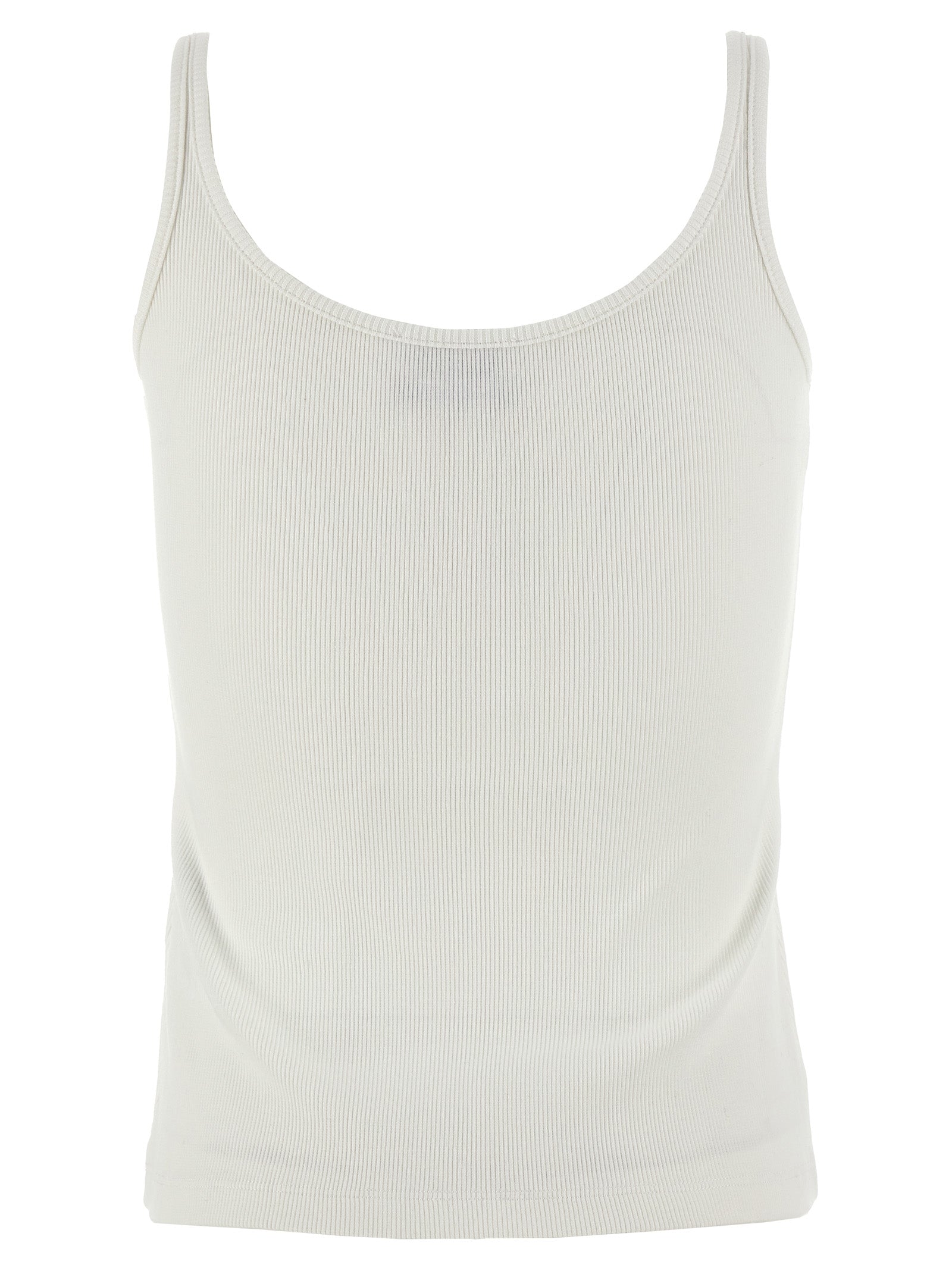 White Cotton Sleeveles T-Shirt