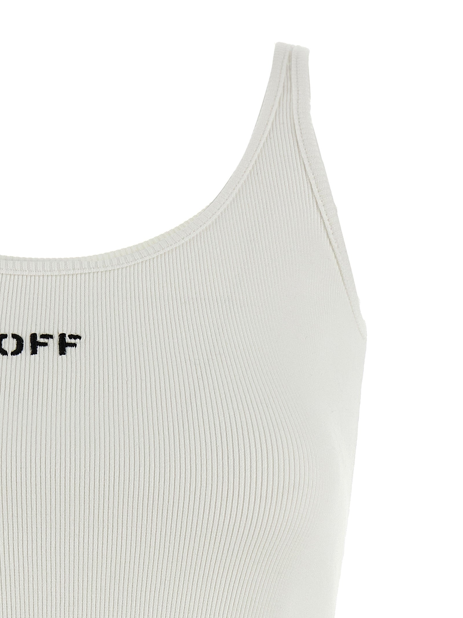 White Cotton Sleeveles T-Shirt