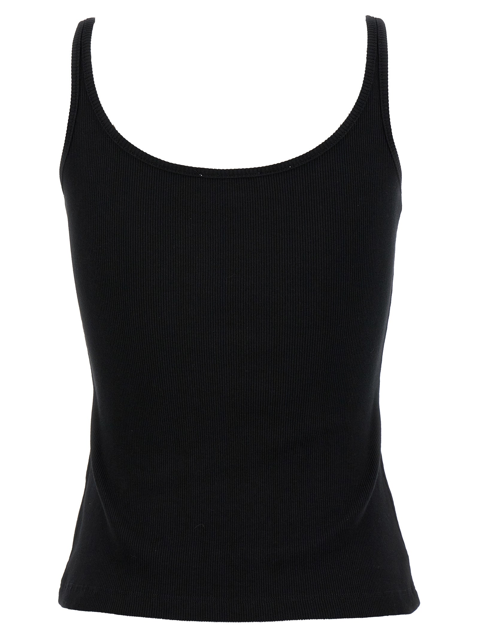 Black Cotton Sleeveles T-Shirt