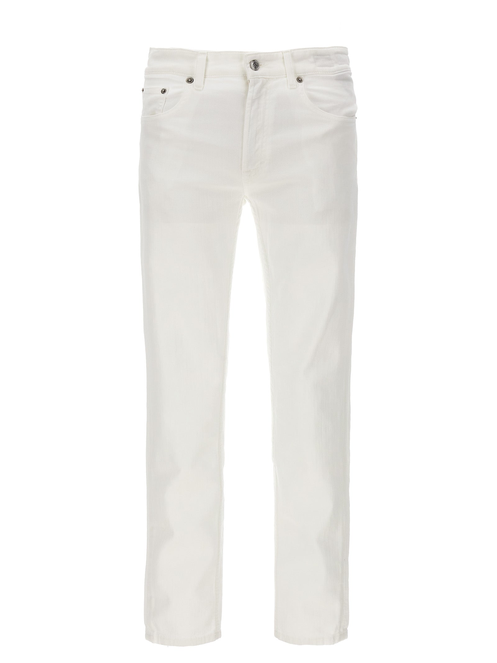 White Cotton Straight-Leg Jeans