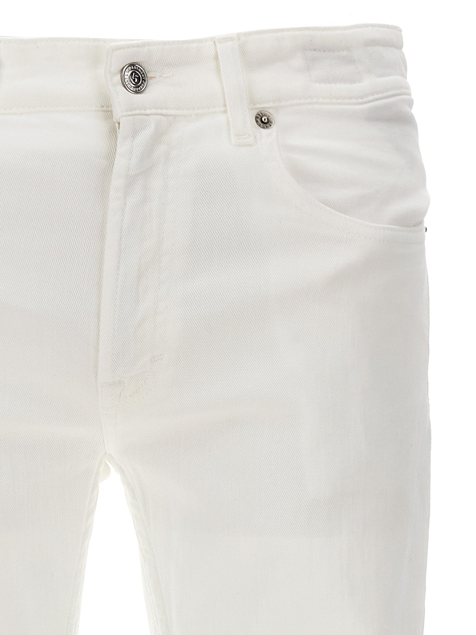 White Cotton Straight-Leg Jeans