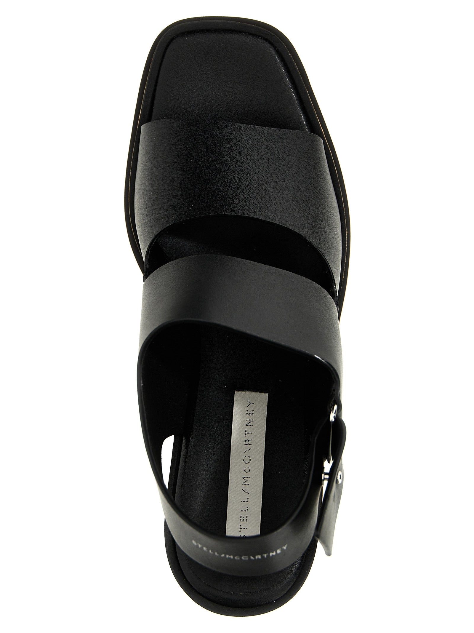 Black Polyester Wedge Sandals