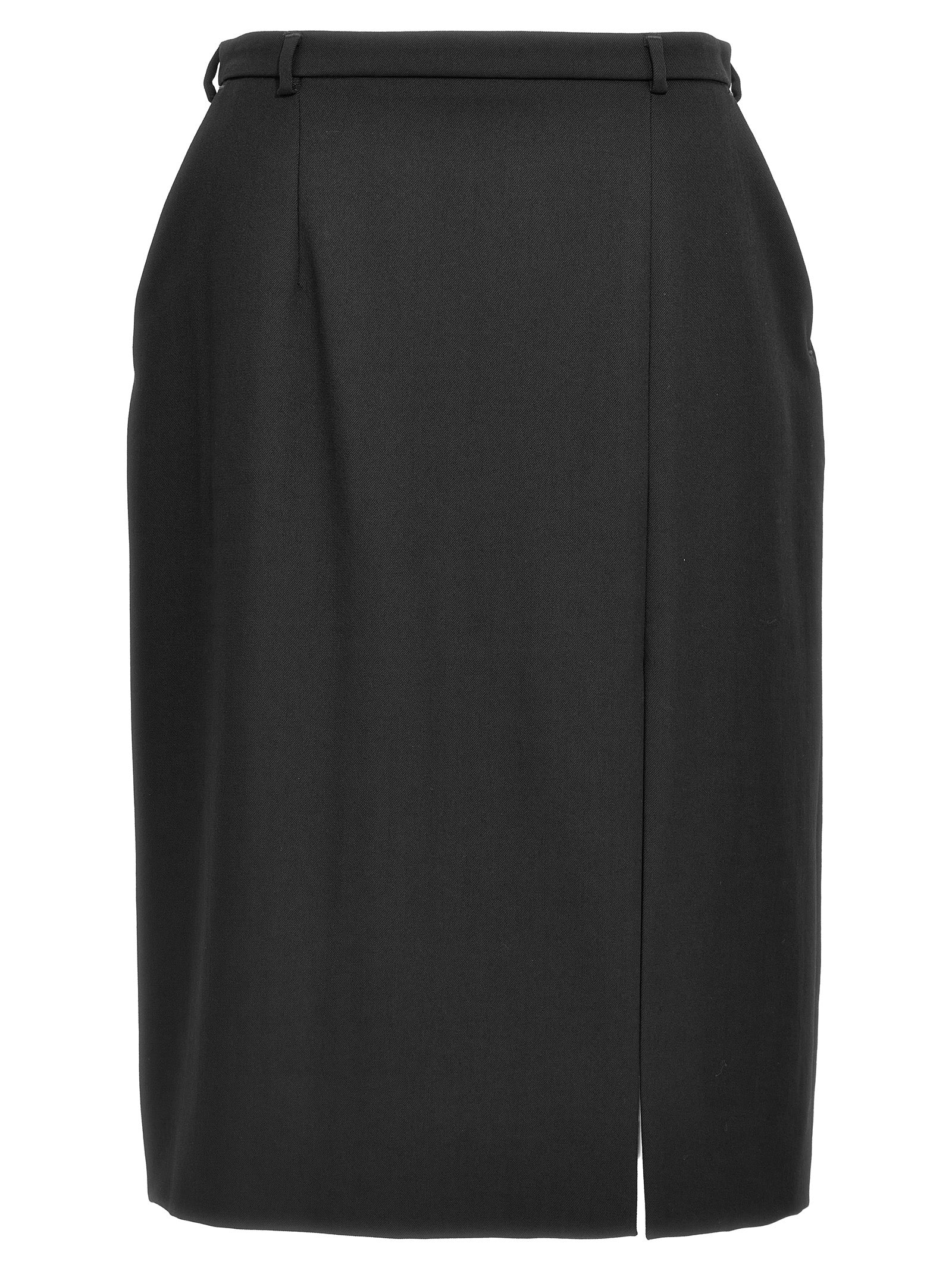Black Virgin Wool Midi Skirt