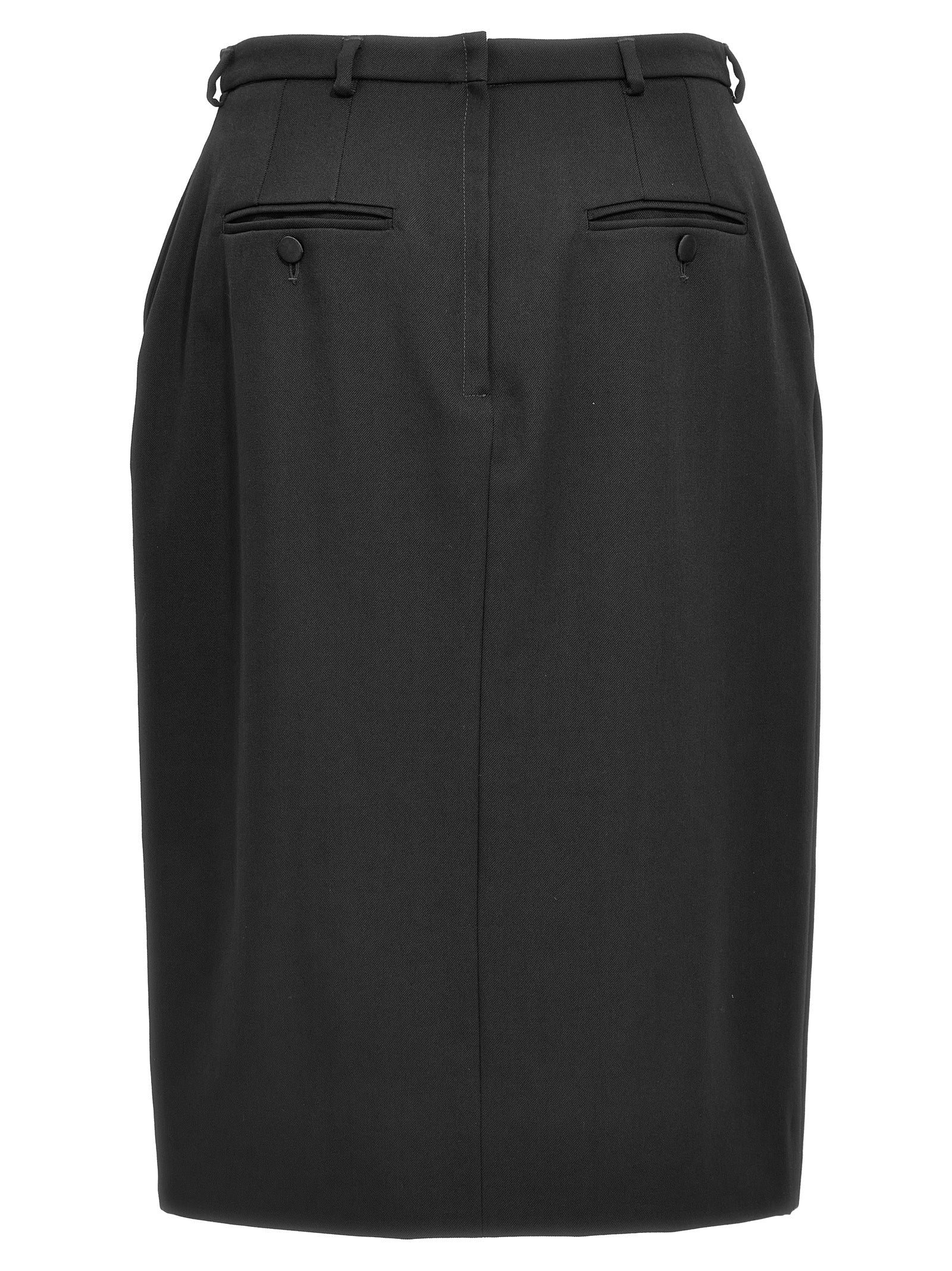 Black Virgin Wool Midi Skirt