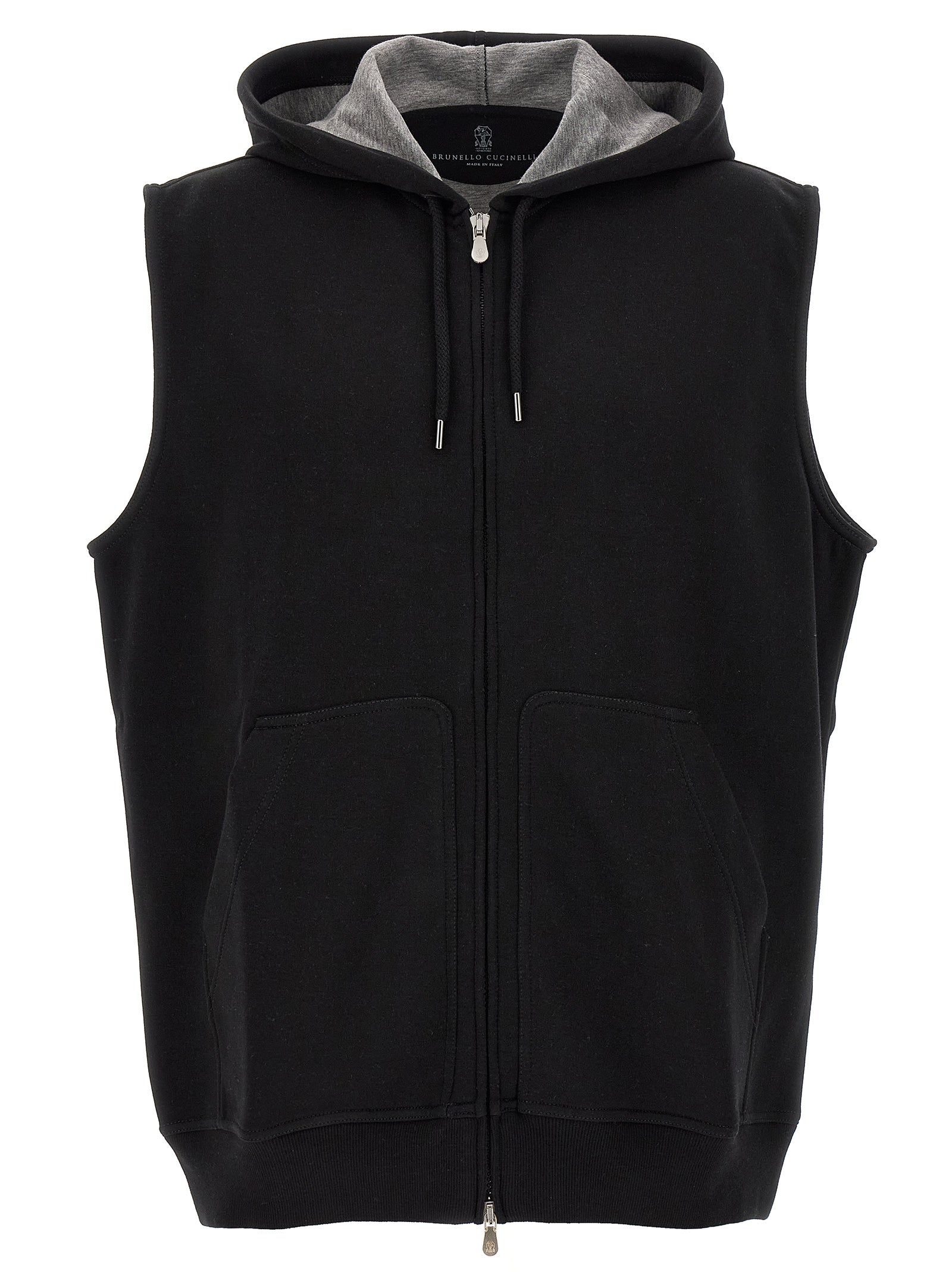 Black Cotton Sleeveless Jacket