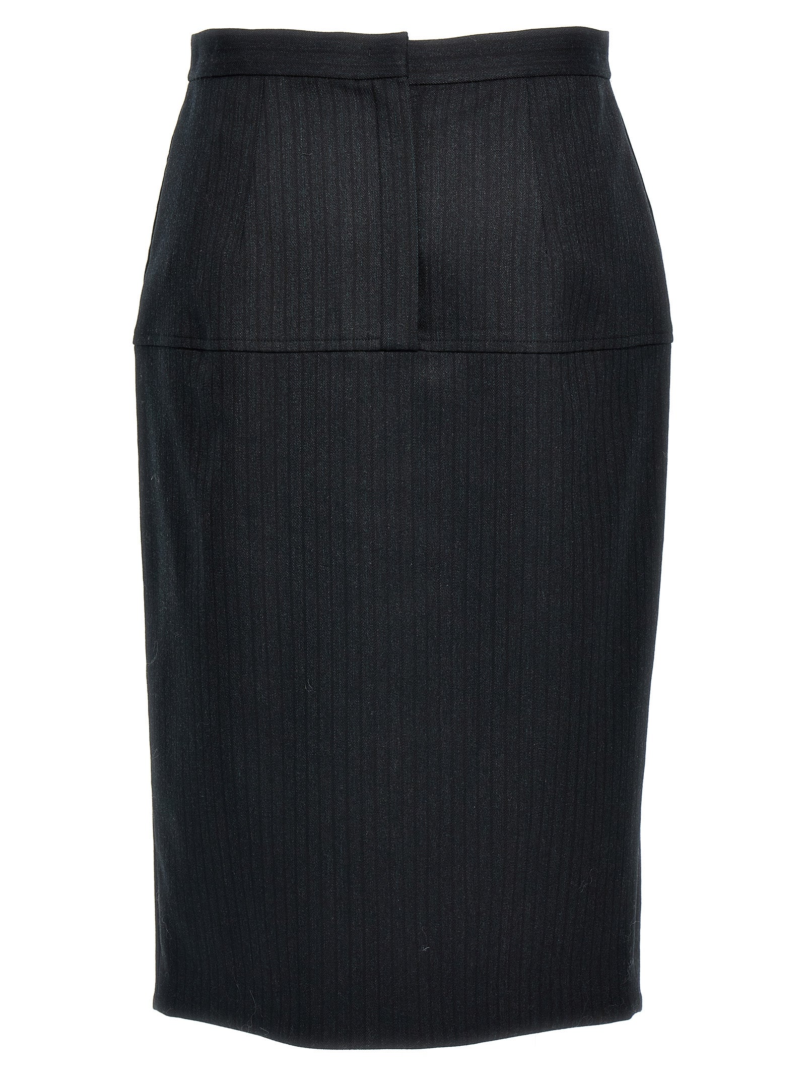 Gray Virgin Wool Midi Skirt