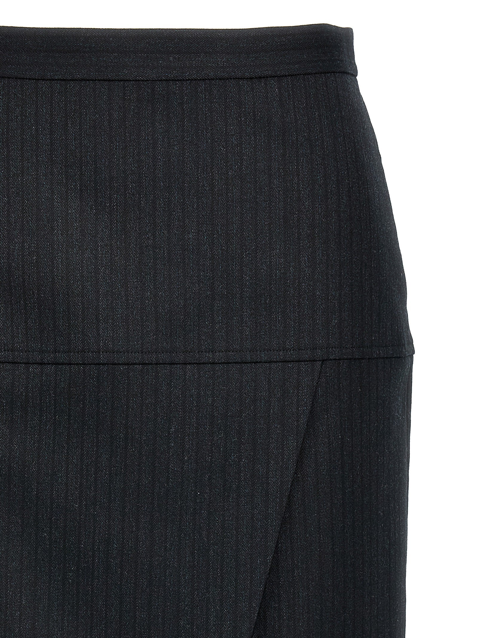 Gray Virgin Wool Midi Skirt