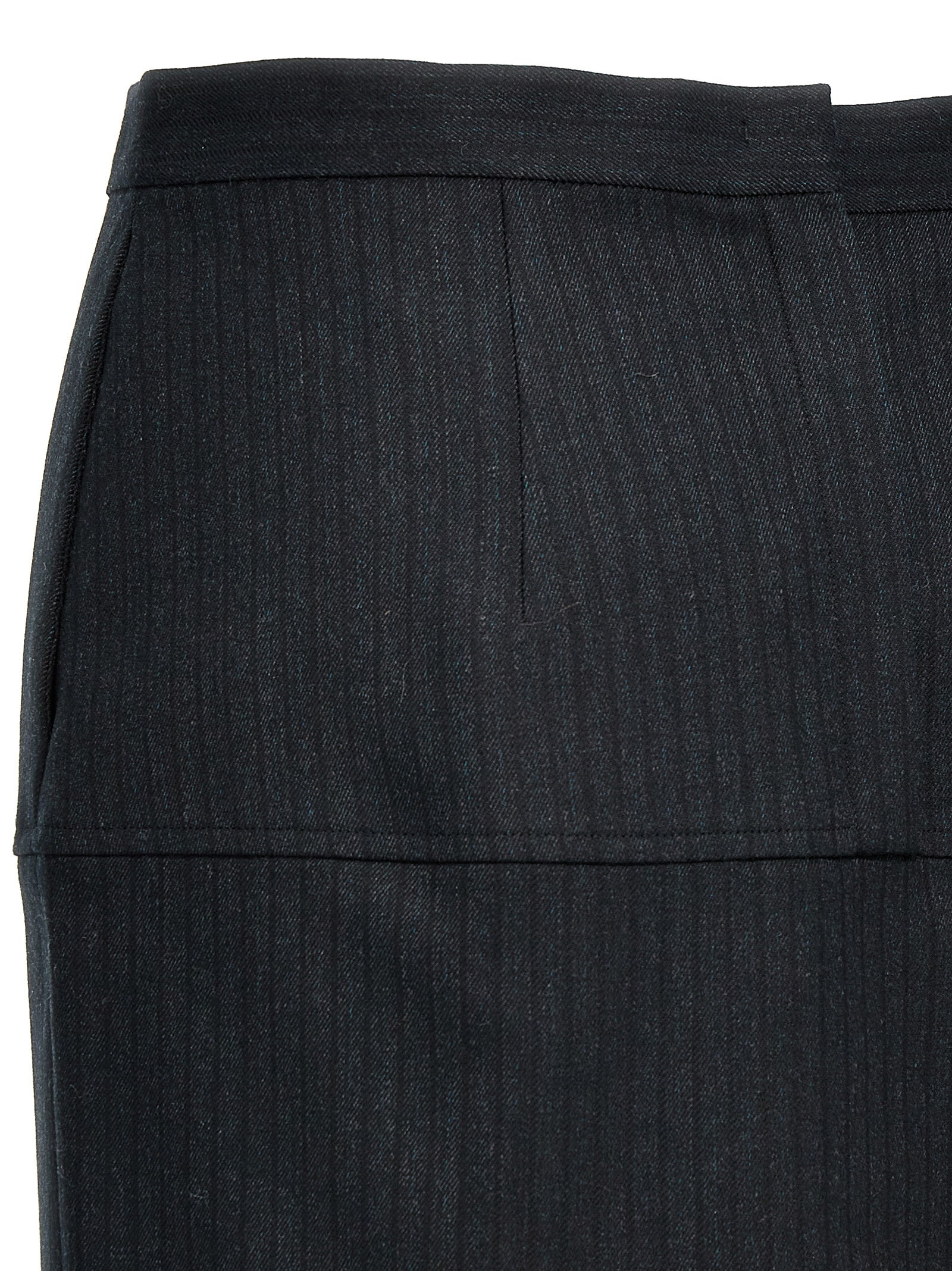 Gray Virgin Wool Midi Skirt