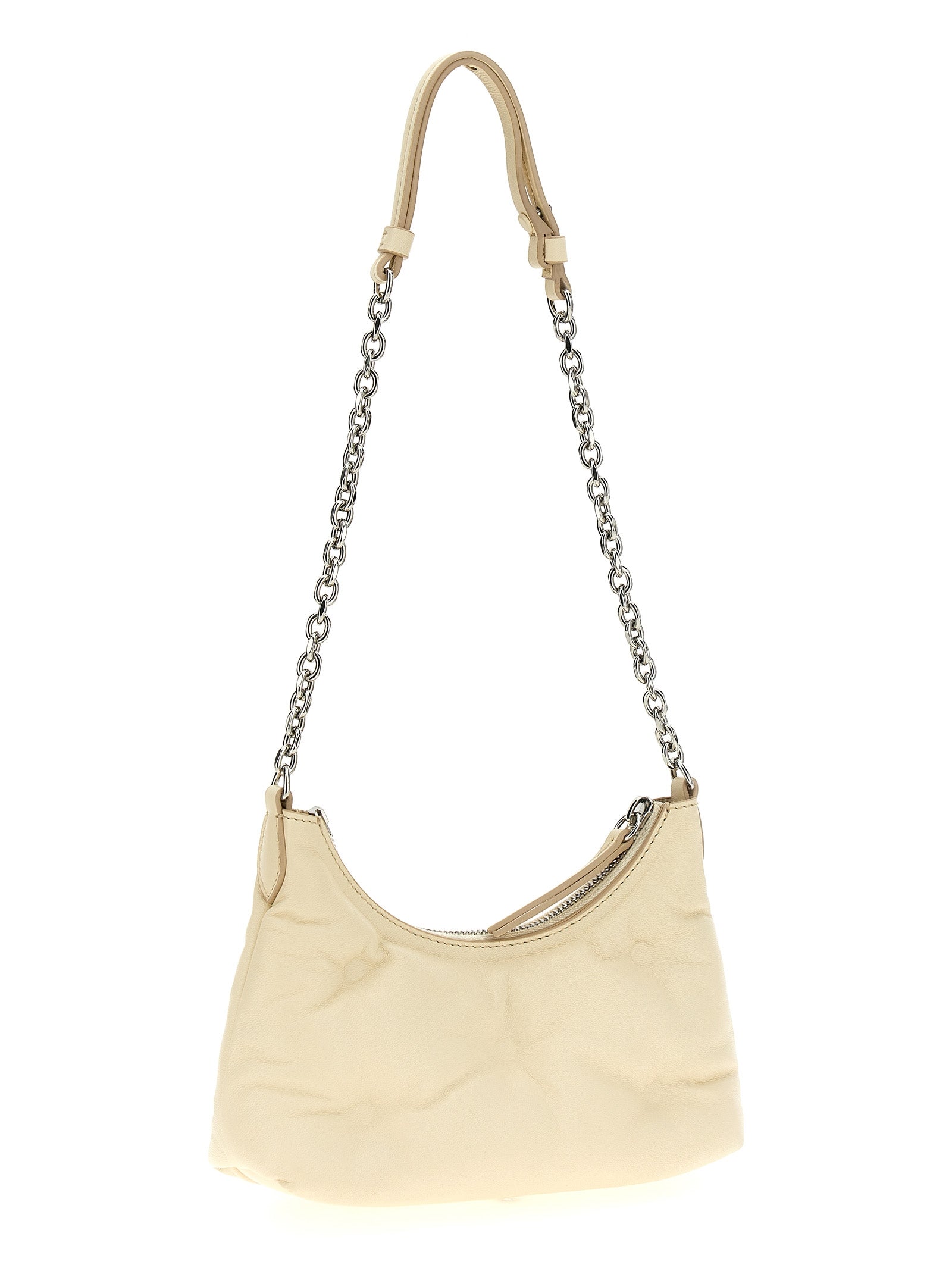 White Lamb Leather Shoulder Bag