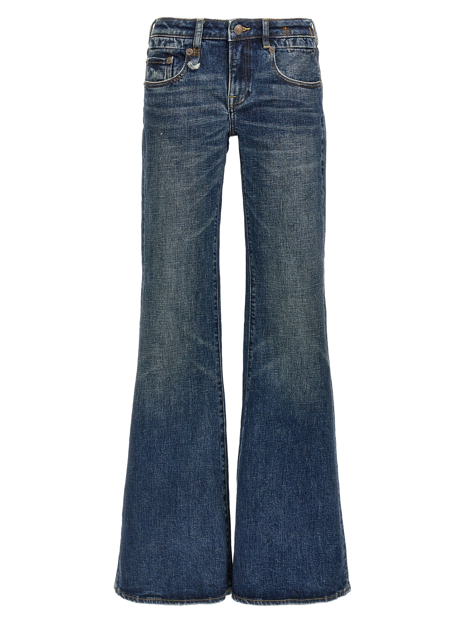 Blue Cotton Flared Jeans