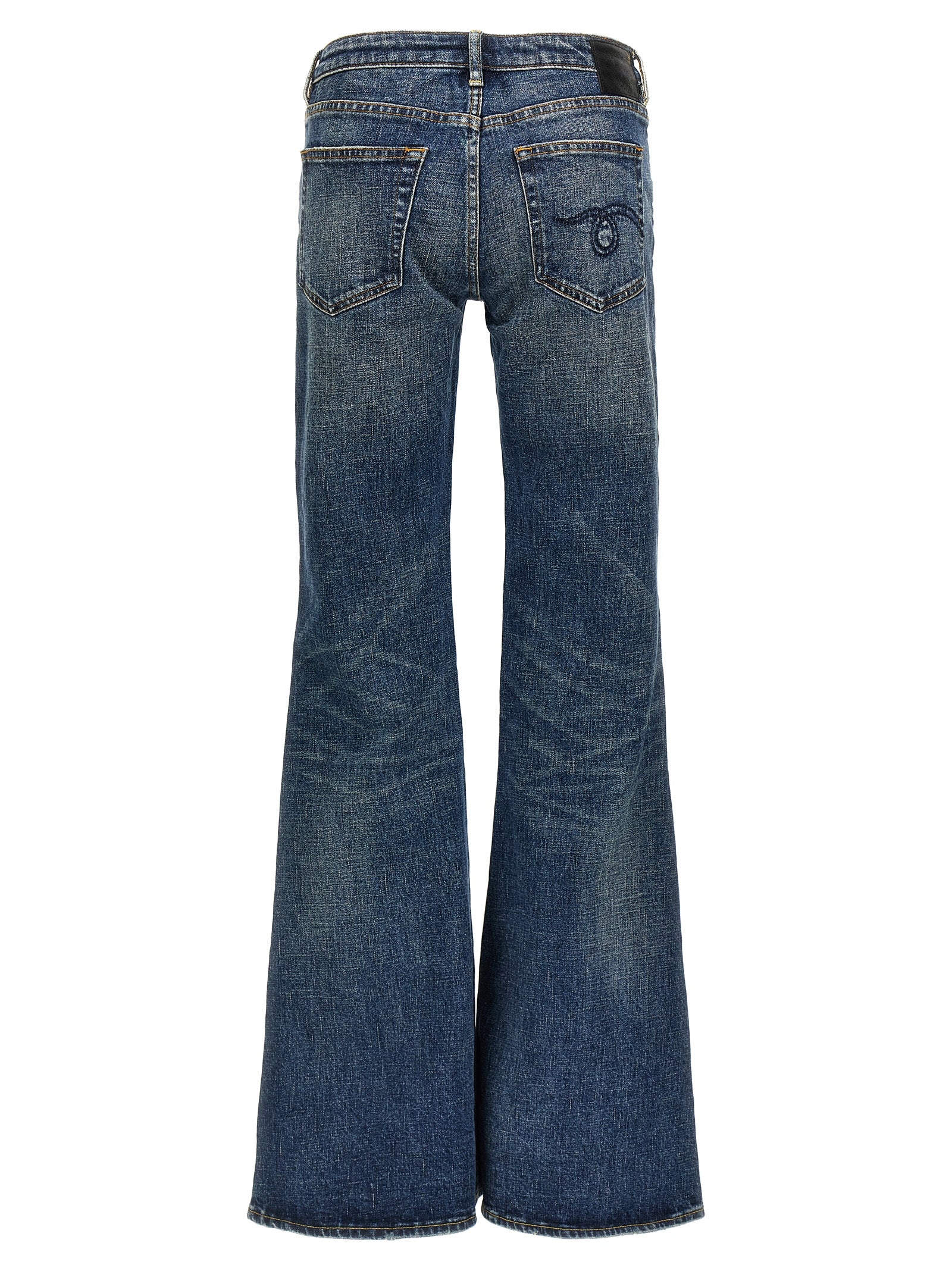 Blue Cotton Flared Jeans