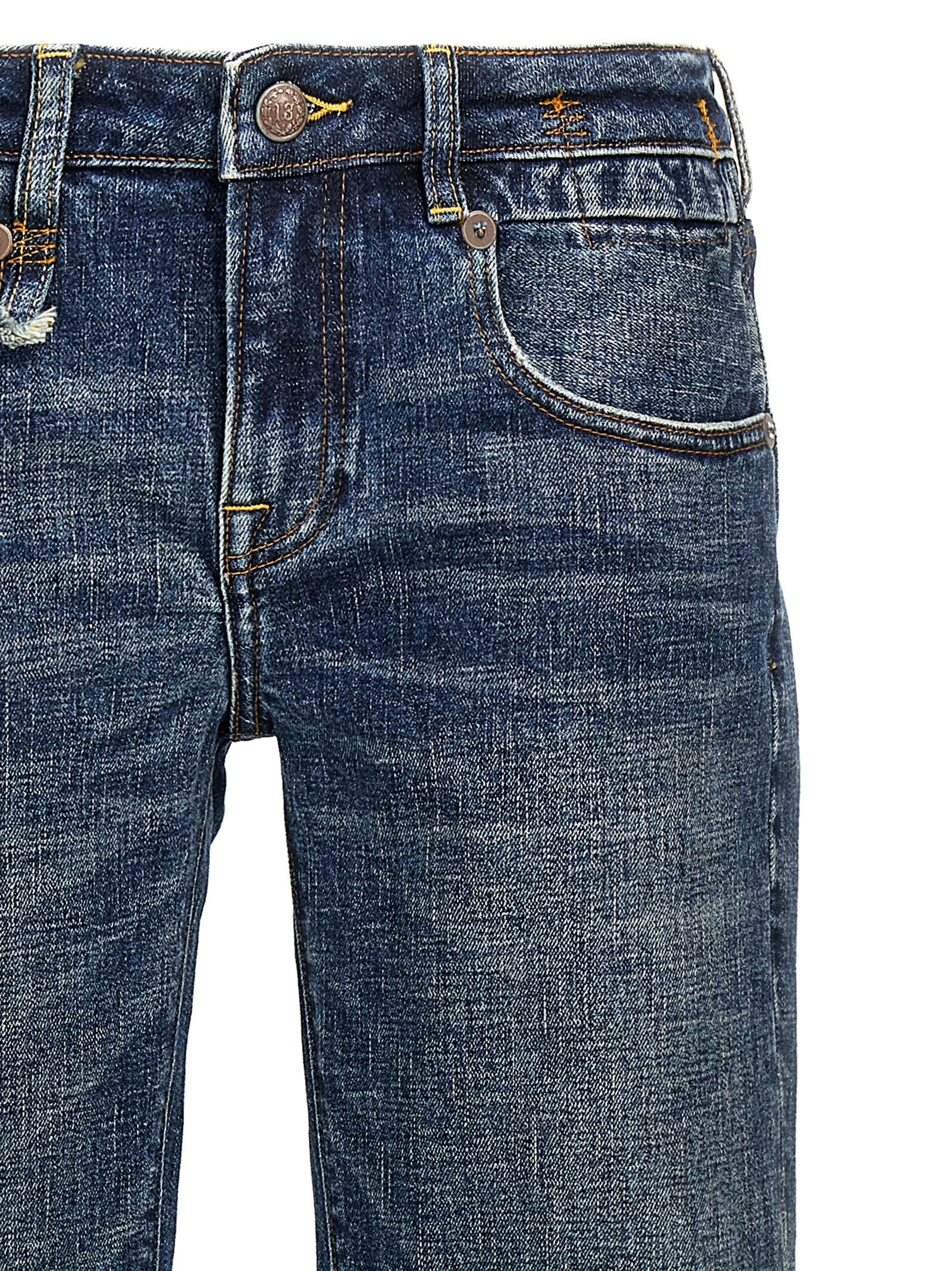 Blue Cotton Flared Jeans