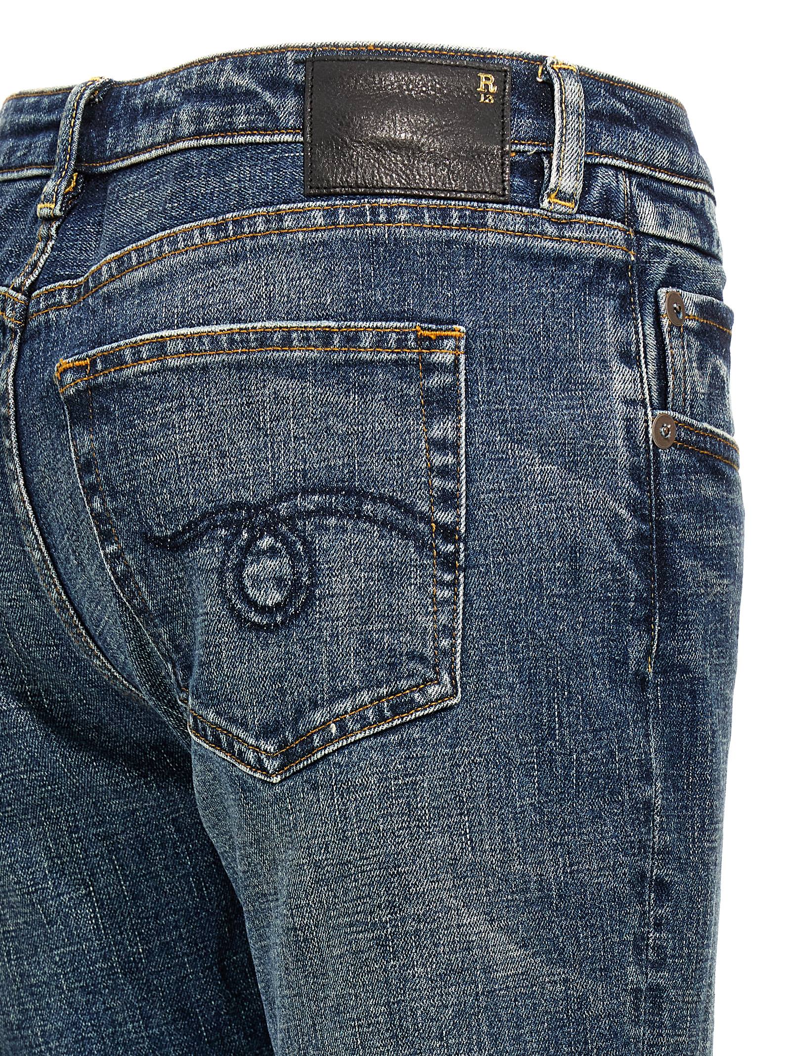 Blue Cotton Flared Jeans