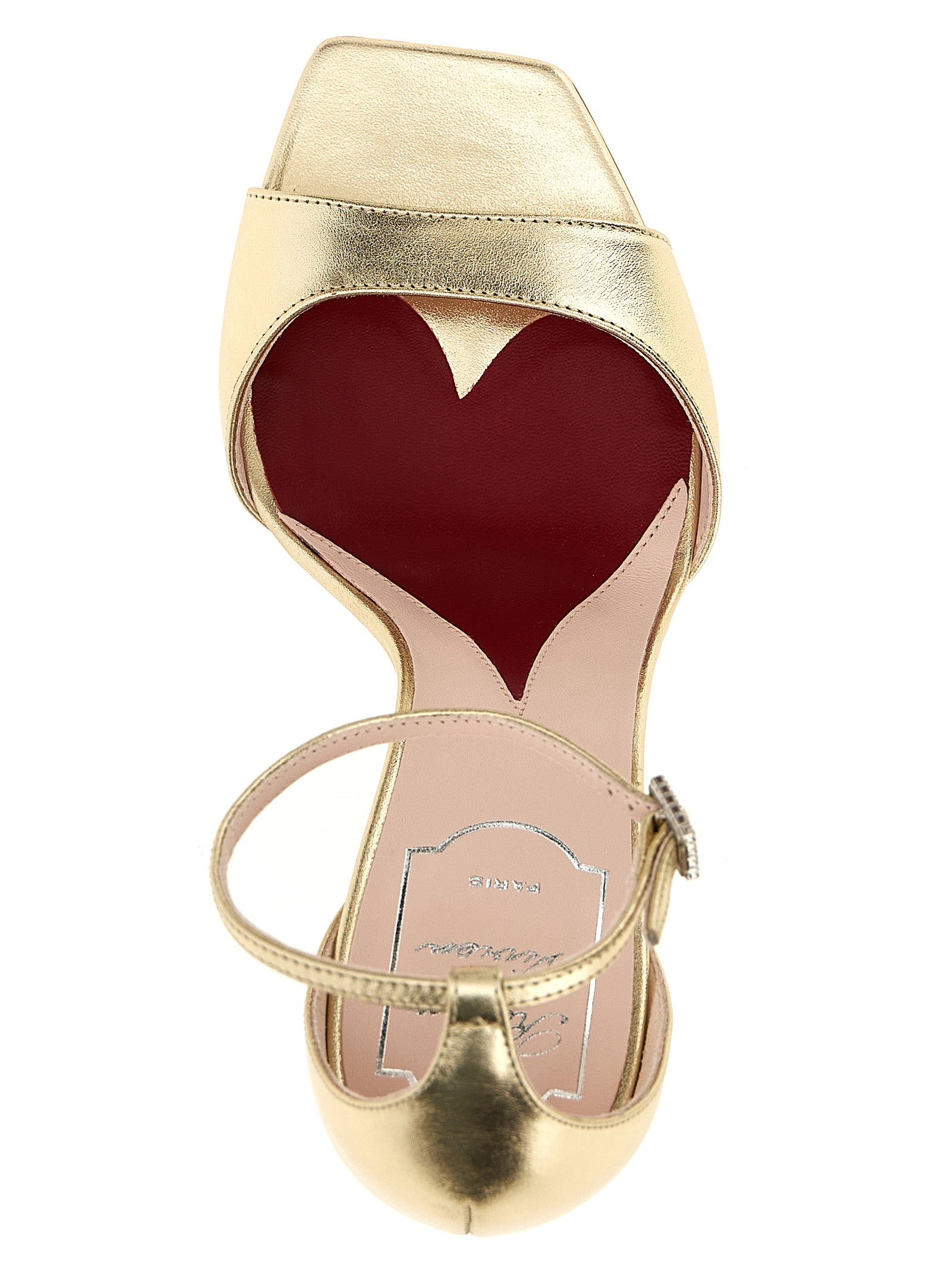 Gold Calfskin Stiletto Heel Sandals